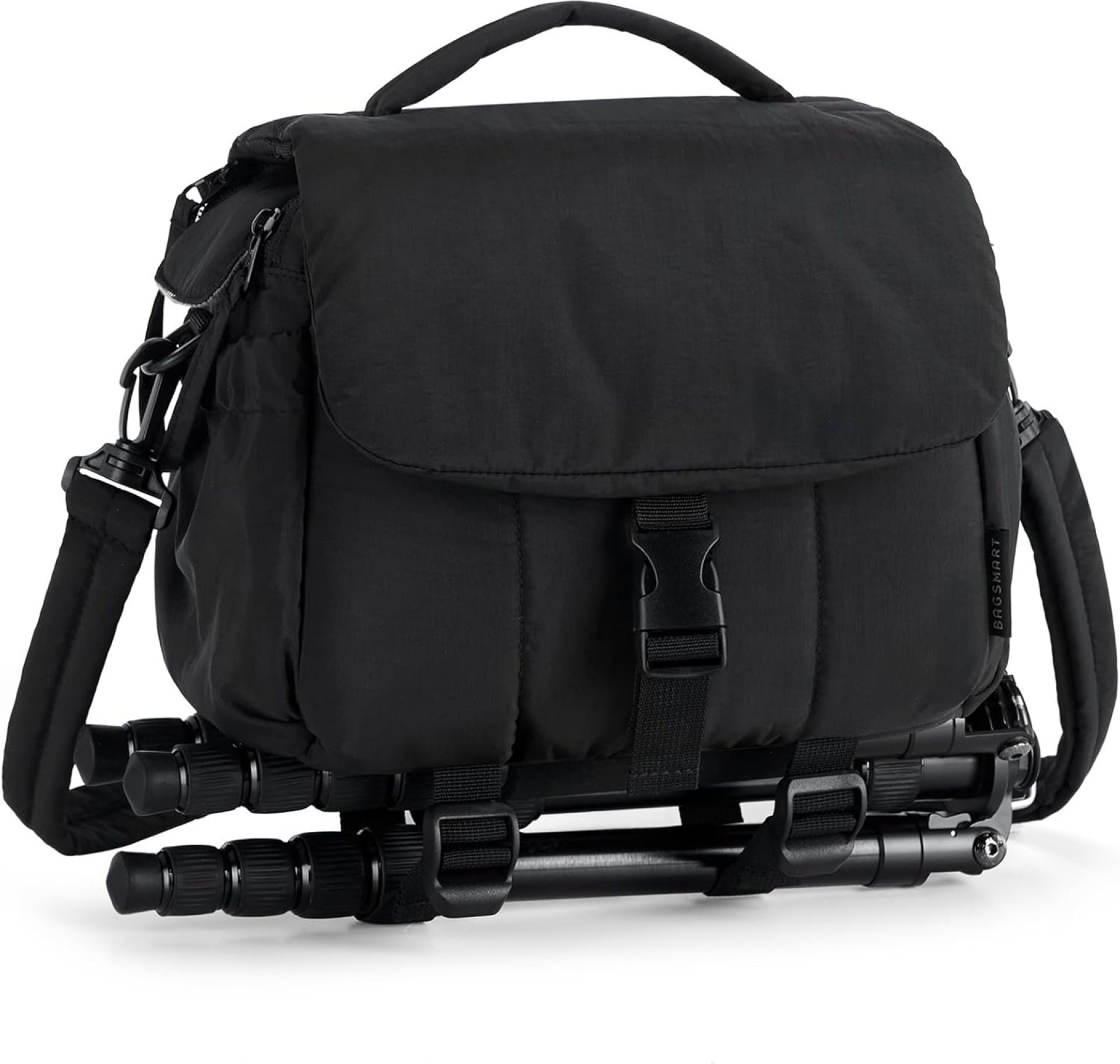 BAGSMART Small Camera Bag, DSLR Camera Case for Camera Lens & Accessories, Ultra-Light Compact Crossbody Camcorder Bags with Rain Cover/Tripod Straps, Black BAGSMART Small Camera Bag, DSLR Camera Case for Camera Lens & Accessories, Ultra-Light Compact Crossbody Camcorder Bags with Rain Cover/Tripod Straps, Black