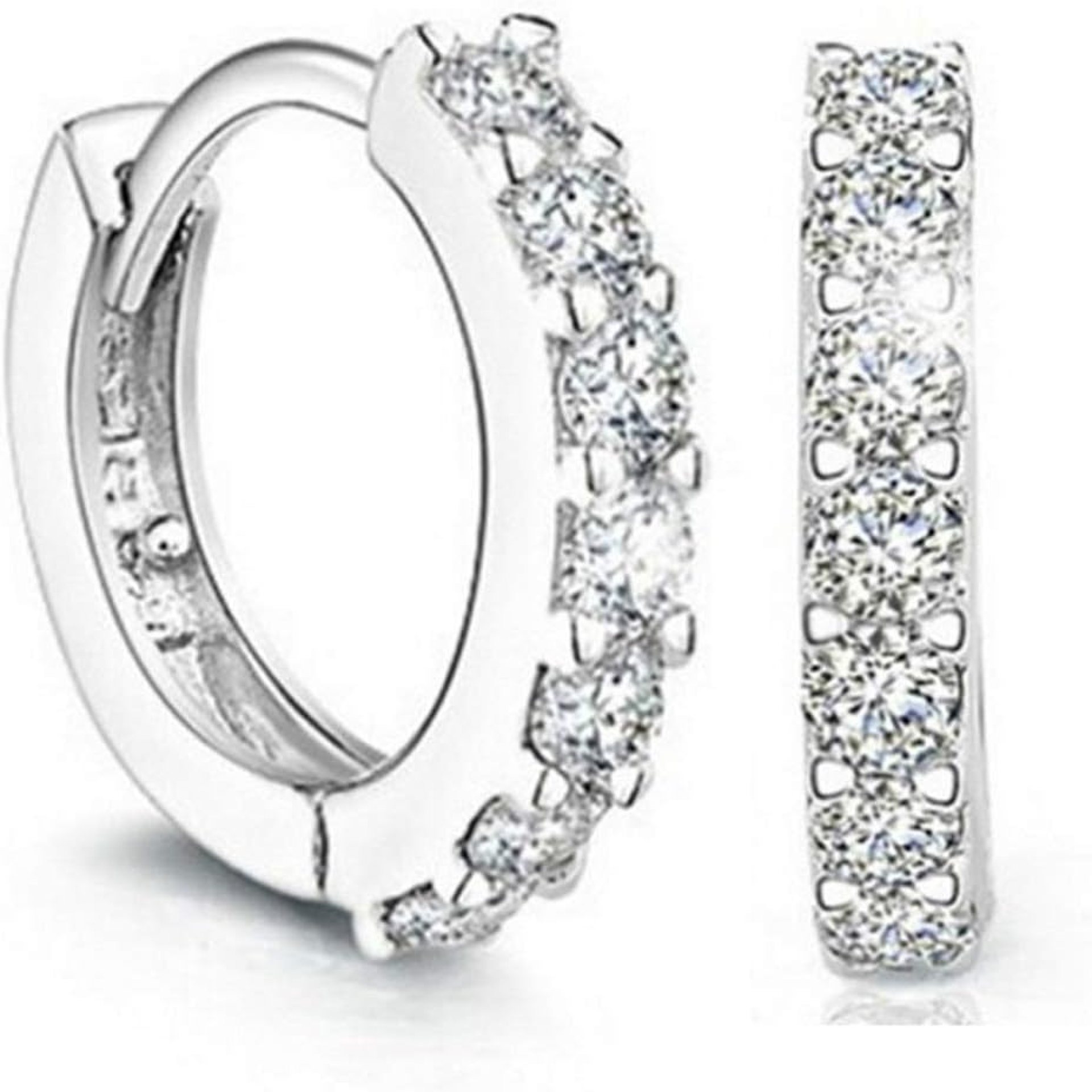 925 Sterling Silver Hoop Earrings for Women | Small Zircon Inlay Hoops Stud Earring Fashion Jewelry Gift 925 Sterling Silver Hoop Earrings for Women | Small Zircon Inlay Hoops Stud Earring Fashion Jewelry Gift