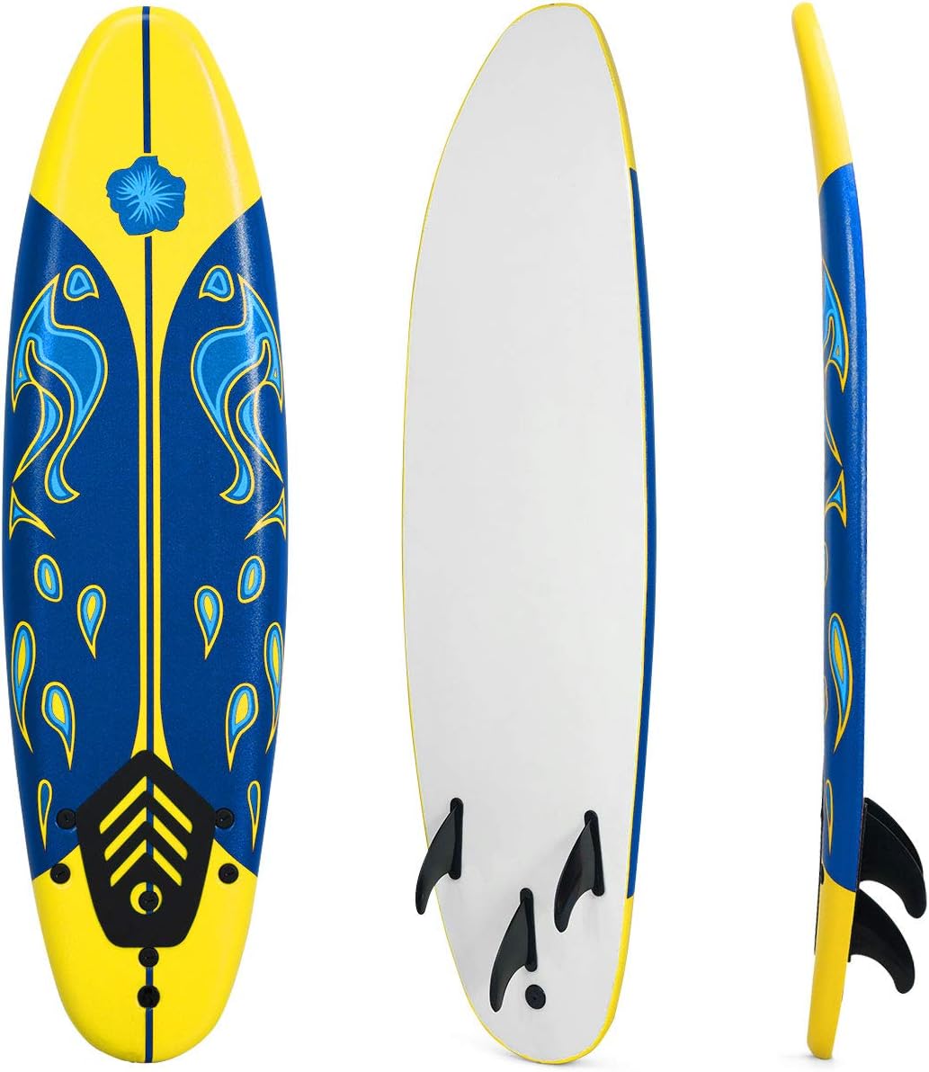 GYMAX Surfboard, 6FT Stand Up Paddle Board with Removable Fins & Safety Leash, Lightweight Non-Slip Paddle Board for Teenagers, Adult, Beginners GYMAX Surfboard, 6FT Stand Up Paddle Board with Removable Fins & Safety Leash, Lightweight Non-Slip Paddle Board for Teenagers, Adult, Beginners