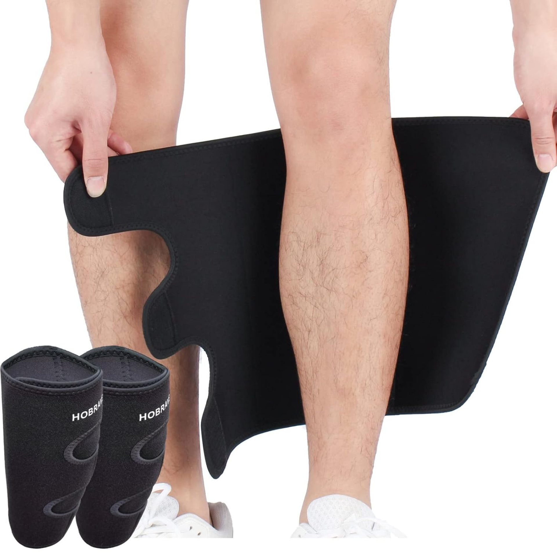 Hobrave Calf Brace Shin 2 Pack Splint Compression Wrap Sleeve for Torn Calf Muscle Pain Relief Strain Sprain Injury Adjustable Leg Support Men and Women Hobrave Calf Brace Shin 2 Pack Splint Compression Wrap Sleeve for Torn Calf Muscle Pain Relief Strain Sprain Injury Adjustable Leg Support Men and Women