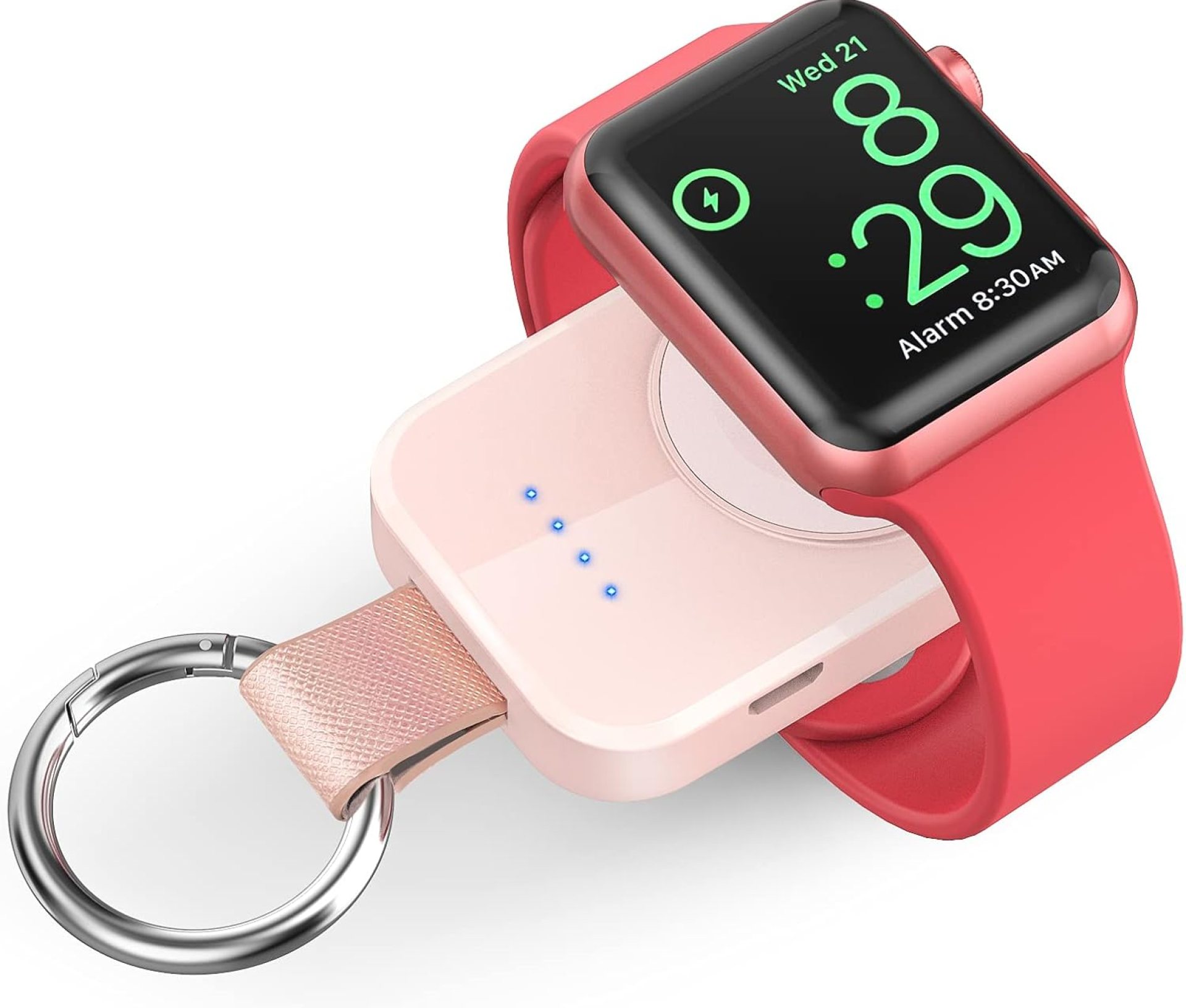 i.VALUX Portable Wireless Charger Compatible for Apple Watch Series 10/9/8/UItra/7/6/5/4/3/2/SE/Nike,Compact Magnetic iWatch Charger 1000mAh Power Bank Keychain Style Gift for Girl Birthday-Pink i.VALUX Portable Wireless Charger Compatible for Apple Watch Series 10/9/8/UItra/7/6/5/4/3/2/SE/Nike,Compact Magnetic iWatch Charger 1000mAh Power Bank Keychain Style Gift for Girl Birthday-Pink