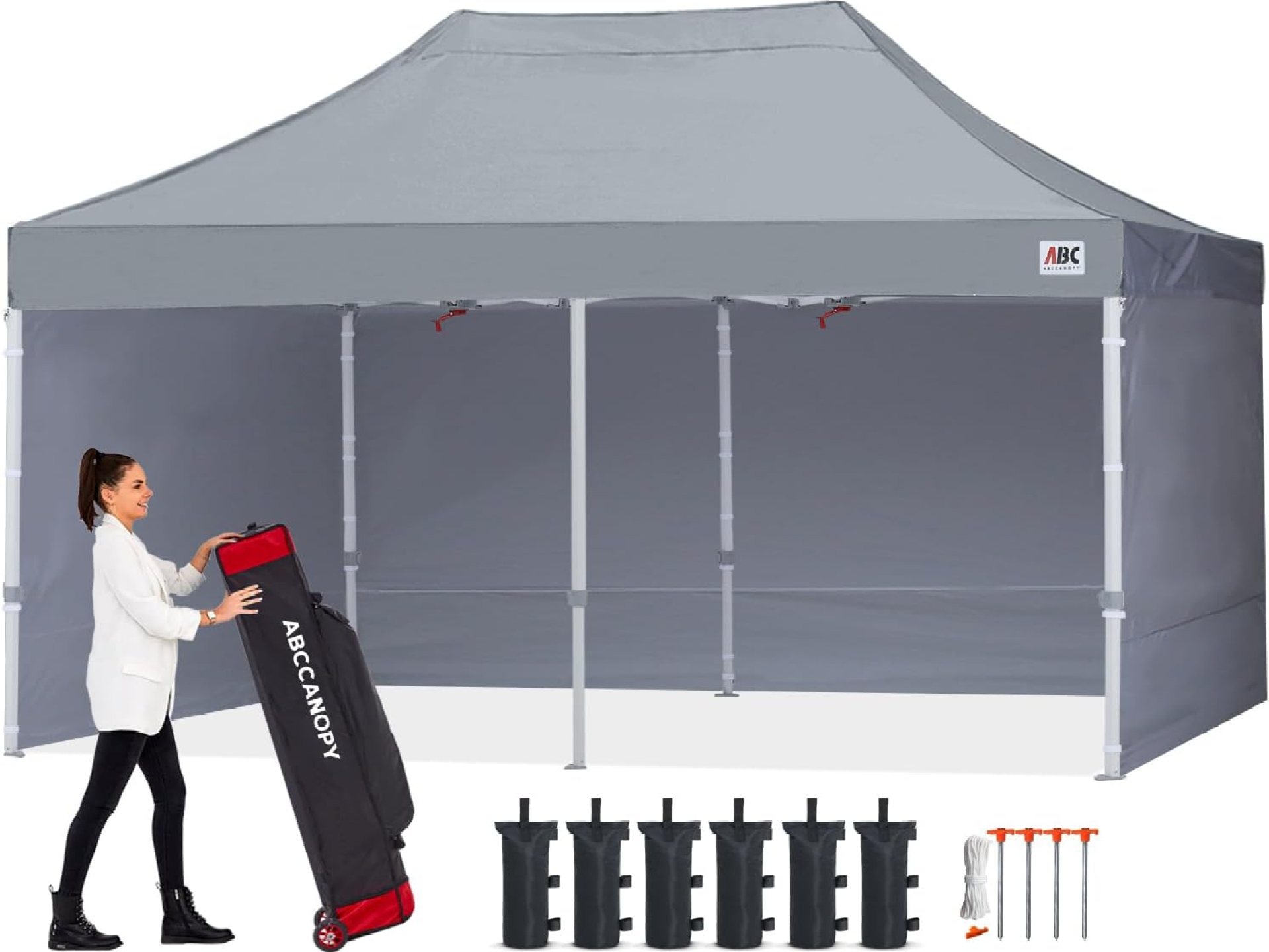 ABCCANOPY Easy Pop Up Canopy Tent with Sidewalls 10X20 Commercial -Series,Gray ABCCANOPY Easy Pop Up Canopy Tent with Sidewalls 10X20 Commercial -Series,Gray