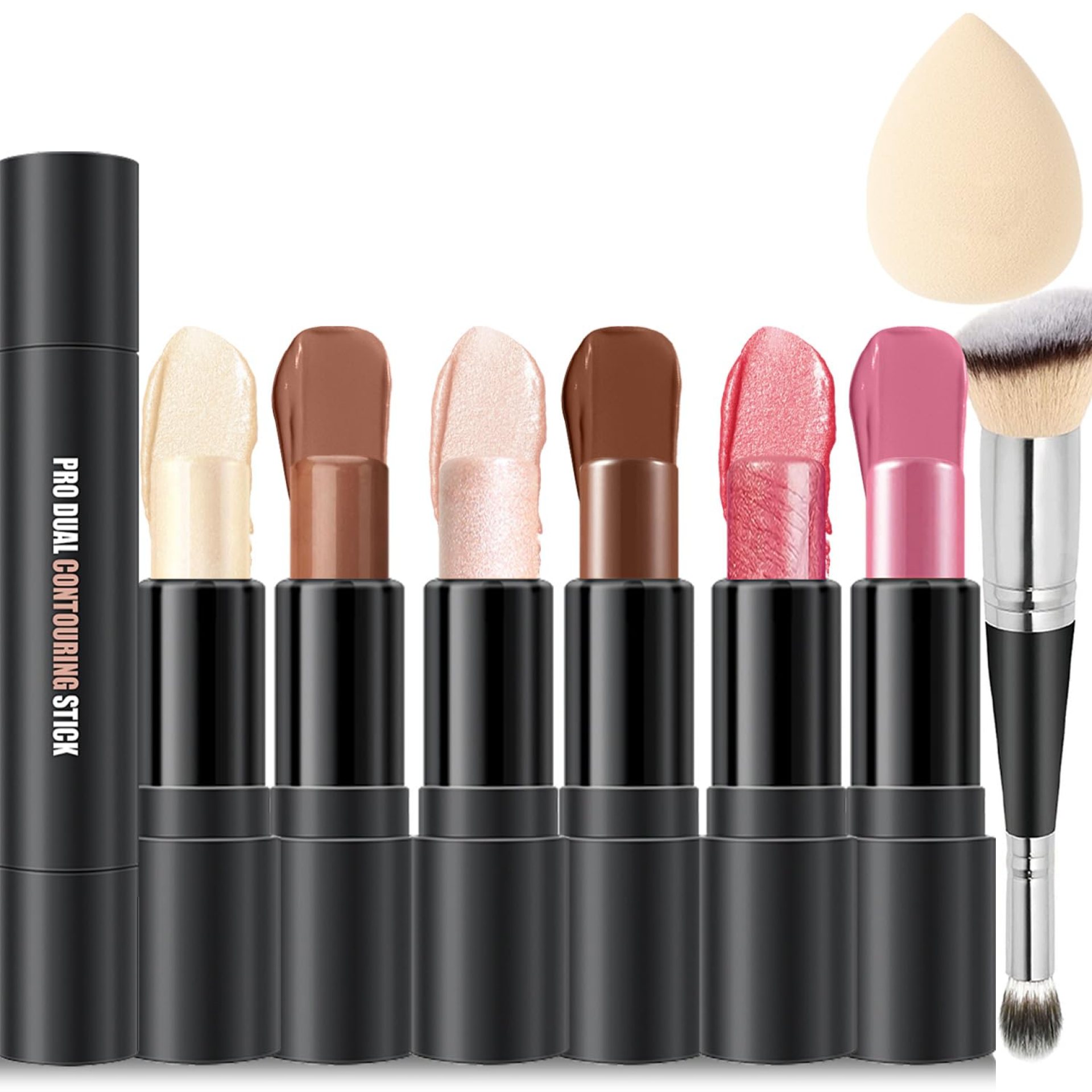 6 Colors Cream Contour Stick Makeup Kit, Shades with Highlighter, Blush and Bronzer Contour Stick for Sculpt the Cheeks, Long Lasting, Waterproof, Matte & Dewy Finish (SET A) 6 Colors Cream Contour Stick Makeup Kit, Shades with Highlighter, Blush and Bronzer Contour Stick for Sculpt the Cheeks, Long Lasting, Waterproof, Matte & Dewy Finish (SET A)