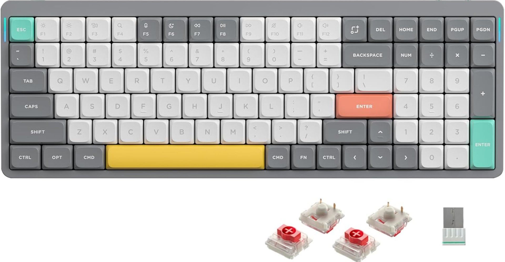 nuphy Air96 V2 Wireless Mechanical Keyboard,100 Keys Gaming Keyboard,Supports Bluetooth 5.1,2.4G and Wired Connection,for PC/Laptop/Windows/Mac -Grey Gateron Red Switch nuphy Air96 V2 Wireless Mechanical Keyboard,100 Keys Gaming Keyboard,Supports Bluetooth 5.1,2.4G and Wired Connection,for PC/Laptop/Windows/Mac -Grey Gateron Red Switch