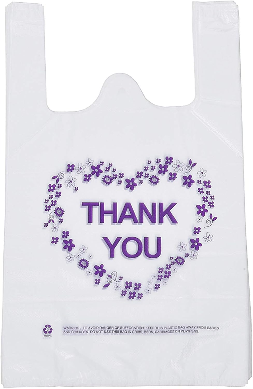 LazyMe Thank You T Shirt Bags, White Plastic Grocery Bags with Handles, Standard Supermarket Size, 12 x 20 inch (100 PCS) LazyMe Thank You T Shirt Bags, White Plastic Grocery Bags with Handles, Standard Supermarket Size, 12 x 20 inch (100 PCS)