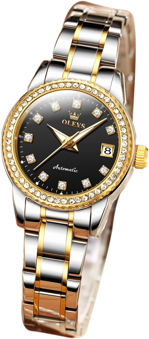 OLEVS Womens Watches Automatic Mechanical Luminous Luxury Dress Elegant Classic Waterproof Women’s Wristwatches with Diamond Two Tone Stainless Steel Date OLEVS Womens Watches Automatic Mechanical Luminous Luxury Dress Elegant Classic Waterproof Women’s Wristwatches with Diamond Two Tone Stainless Steel Date