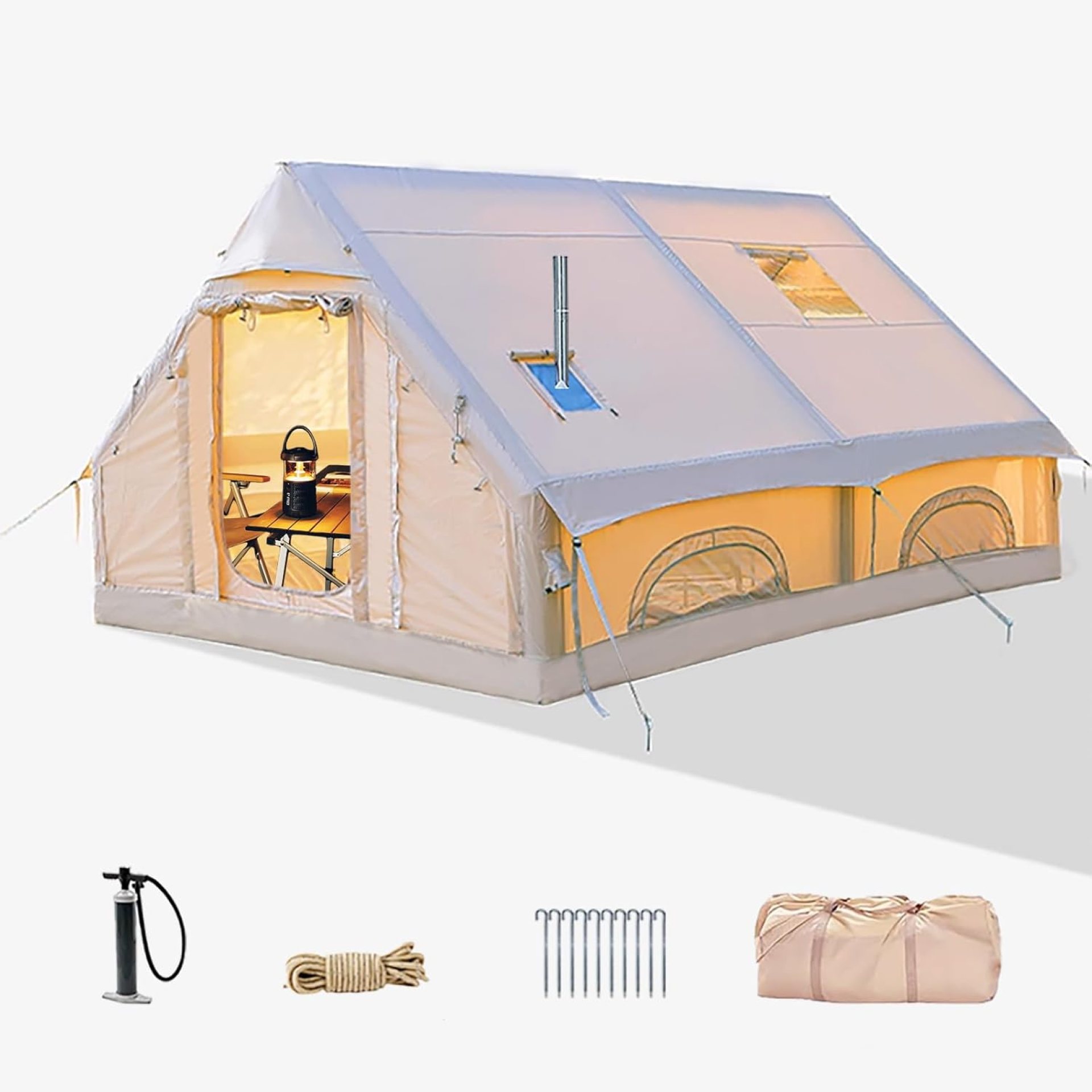Inflatable Camping Tents 8-10 Person,129 Square Feets Large Inflatable Camping Tent with Stove Jack,Blow up Tent with Mesh Windows & Pump,Easy Setup 4 Season Glamping Tents Waterproof Inflatable Camping Tents 8-10 Person,129 Square Feets Large Inflatable Camping Tent with Stove Jack,Blow up Tent with Mesh Windows & Pump,Easy Setup 4 Season Glamping Tents Waterproof