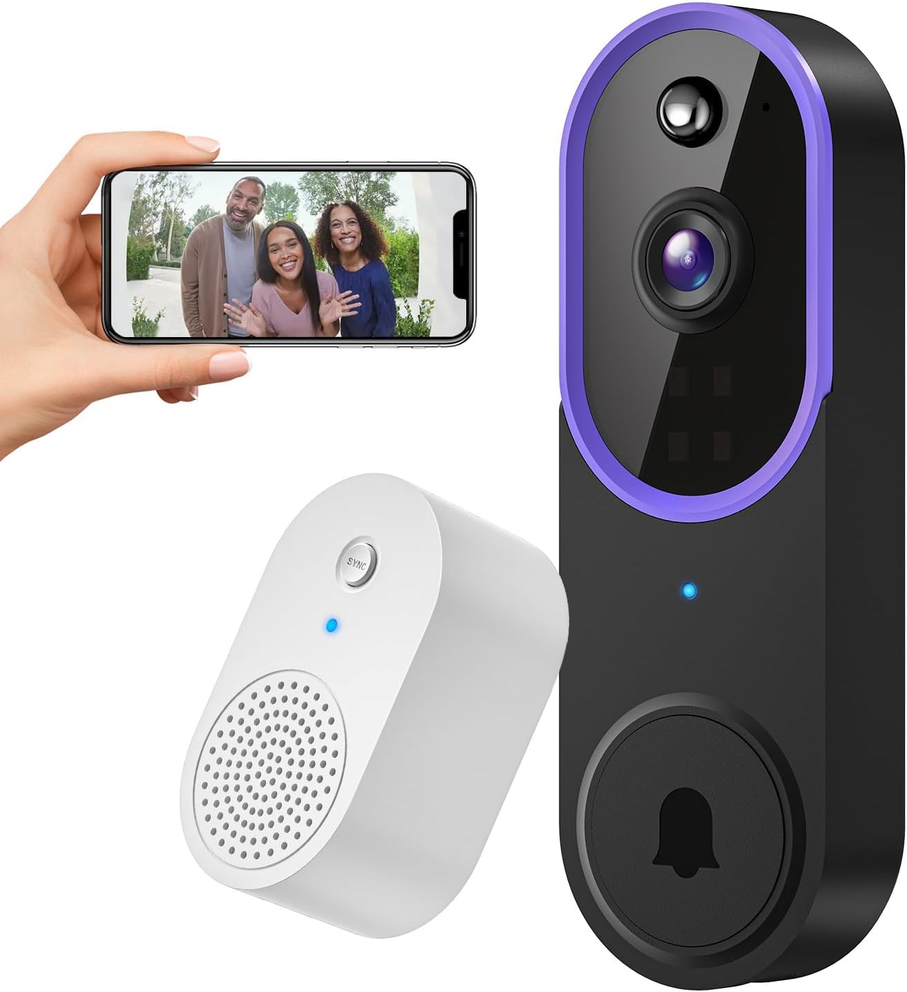 Smart 1080P Video Doorbell Camera Wireless, AI Human Detection, Live View, 2-Way Audio, Included Ring Chime, Night Vision, 2.4G Wi-Fi, Cloud Storage, Indoor/Outdoor Surveillance Cam Smart 1080P Video Doorbell Camera Wireless, AI Human Detection, Live View, 2-Way Audio, Included Ring Chime, Night Vision, 2.4G Wi-Fi, Cloud Storage, Indoor/Outdoor Surveillance Cam