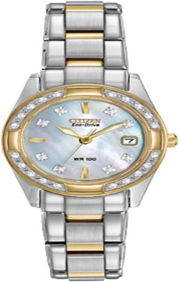 Citizen Women’s Eco-Drive Dress Classic Diamond Watch in Two-tone Stainless Steel, Mother of Pearl Dial (Model: EW1824-57D) Citizen Women’s Eco-Drive Dress Classic Diamond Watch in Two-tone Stainless Steel, Mother of Pearl Dial (Model: EW1824-57D)
