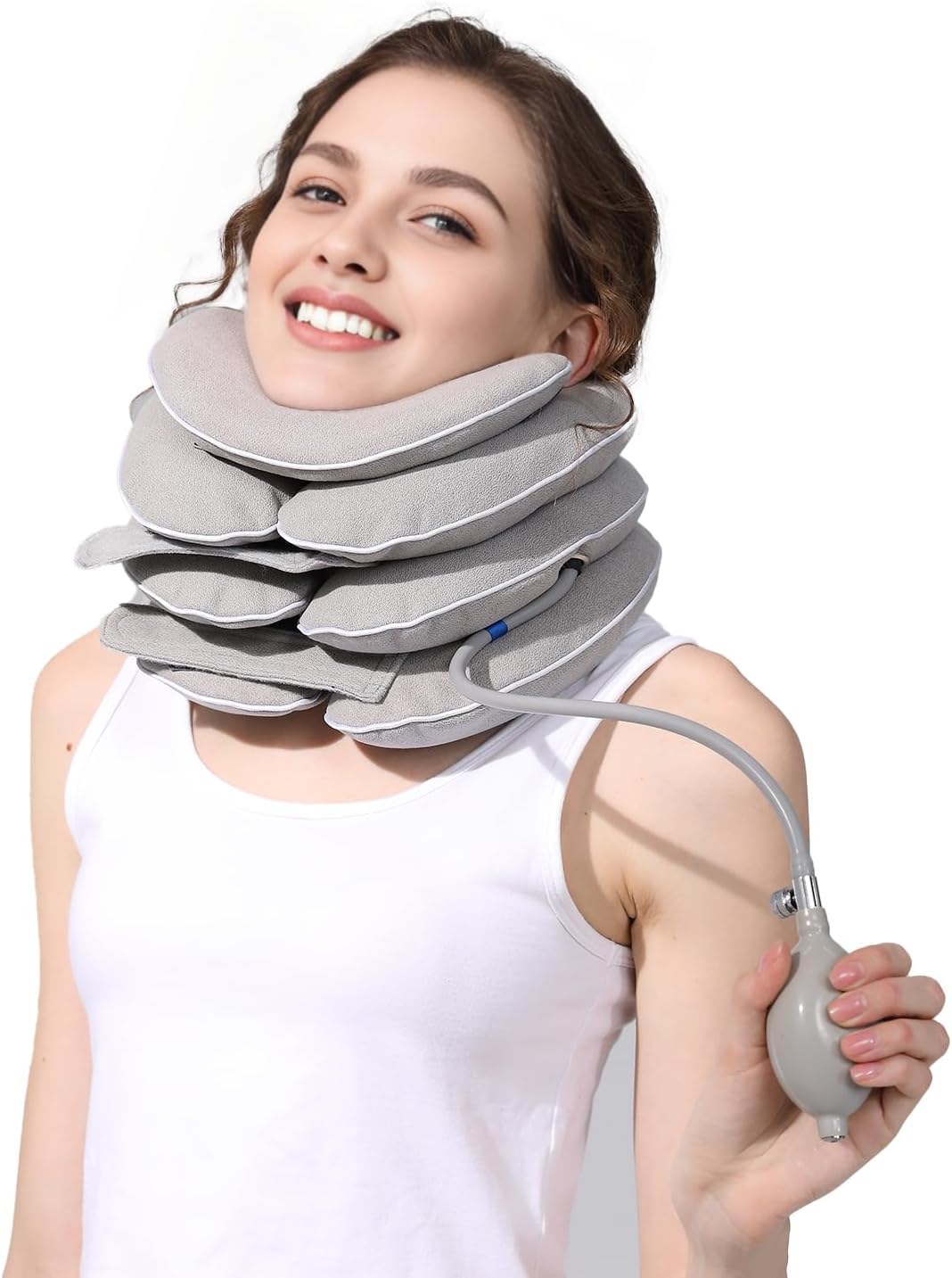 Inflatable Neck Traction Device for Neck Pain Relief, Adjustable Neck Stretcher for Cervical Traction, Neck Decompression Device for Neck Pain, Neck Traction Pillow, Neck Extender for Home Use Inflatable Neck Traction Device for Neck Pain Relief, Adjustable Neck Stretcher for Cervical Traction, Neck Decompression Device for Neck Pain, Neck Traction Pillow, Neck Extender for Home Use