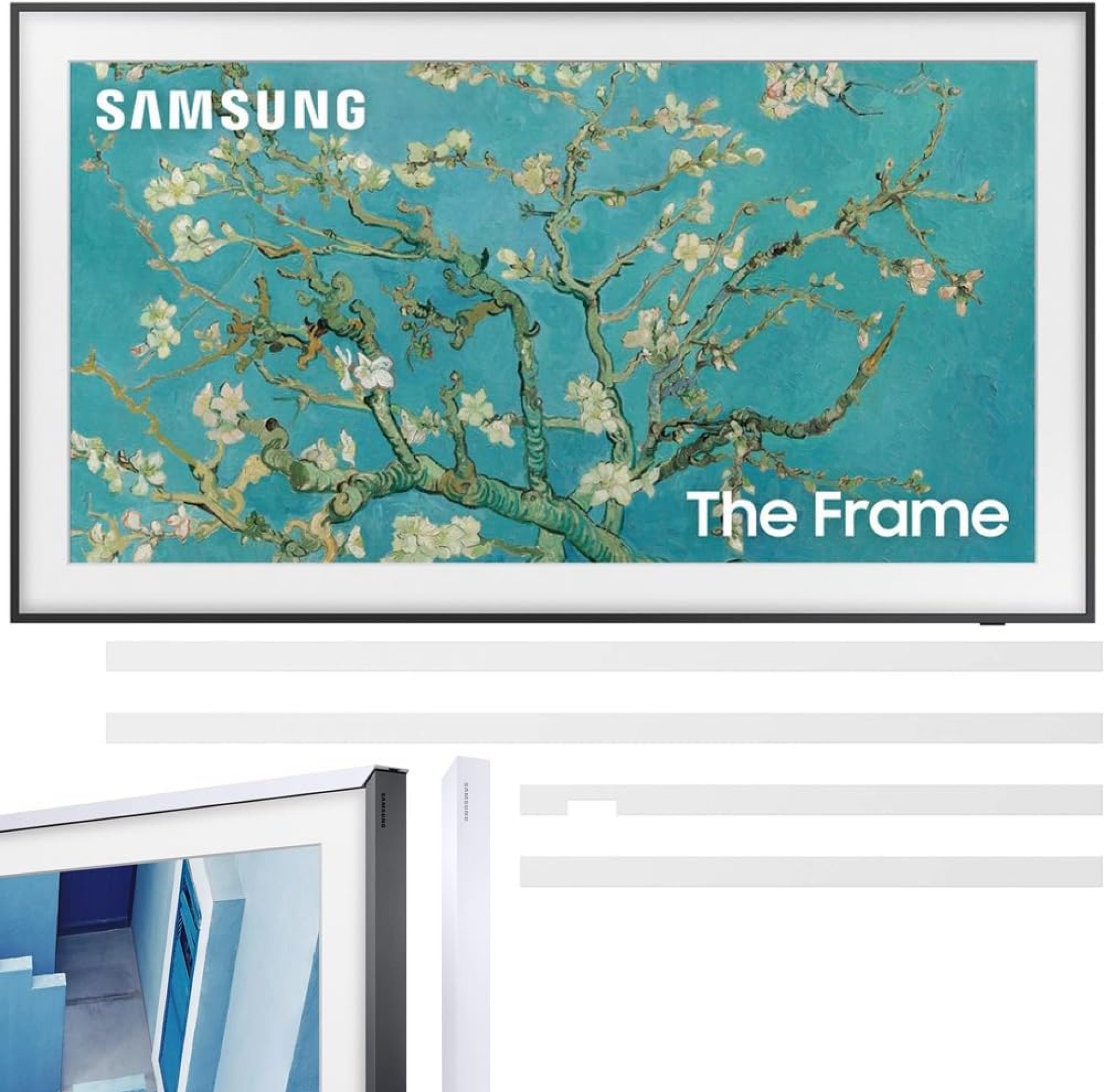 SAMSUNG QN32LS03CB 32 inch The Frame QLED HDR Smart TV Bundle 32″ The Frame Customizable Bezel White (2023 Model) SAMSUNG QN32LS03CB 32 inch The Frame QLED HDR Smart TV Bundle 32″ The Frame Customizable Bezel White (2023 Model)