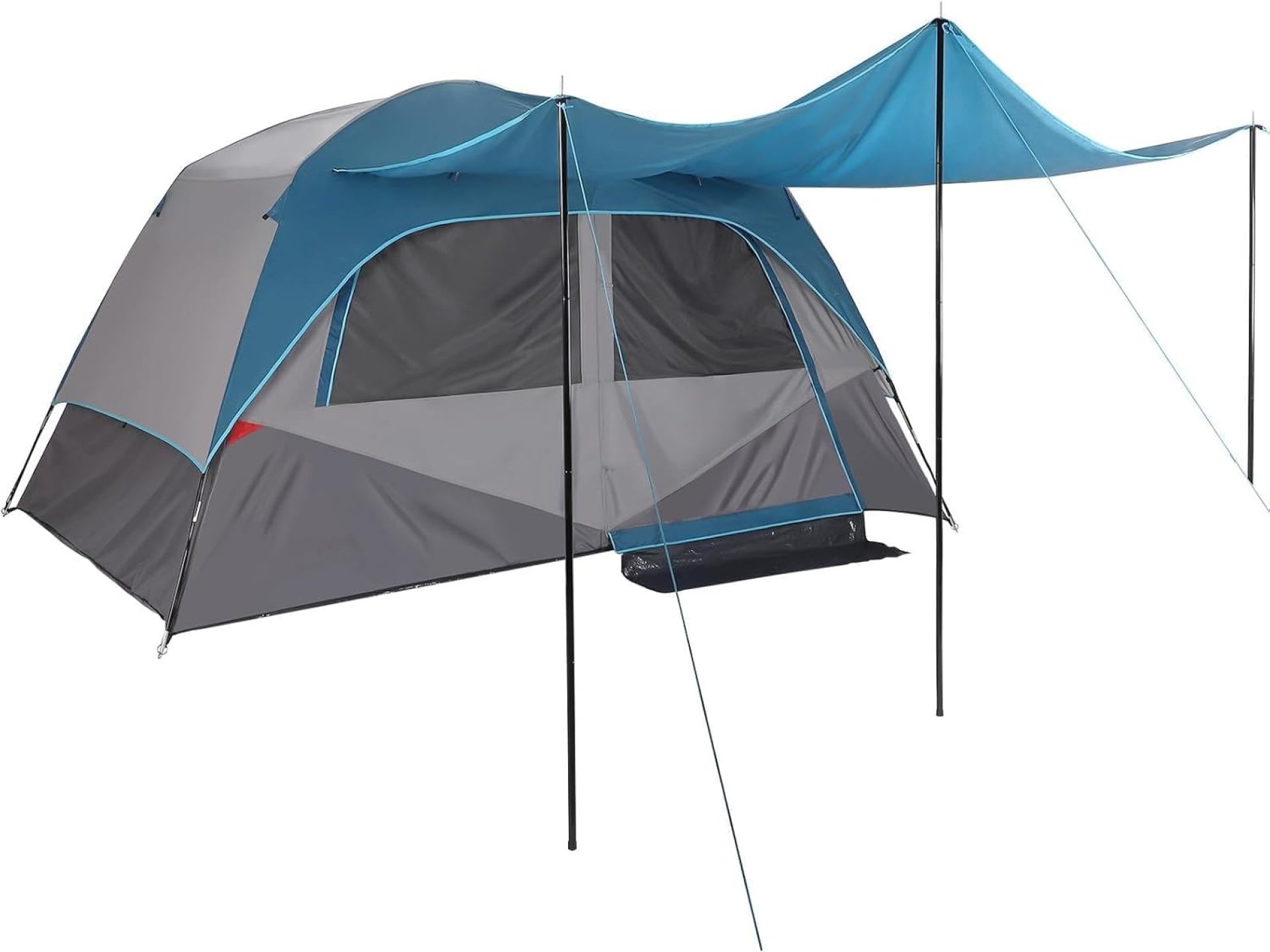 6 Person Camping Tent with Canopy – Blue-Gray Two-Tone Waterproof & Windproof Tent for Family Outdoor Adventures, 12’x8’x6′, Includes Rainfly & Carry Bag 6 Person Camping Tent with Canopy – Blue-Gray Two-Tone Waterproof & Windproof Tent for Family Outdoor Adventures, 12’x8’x6′, Includes Rainfly & Carry Bag