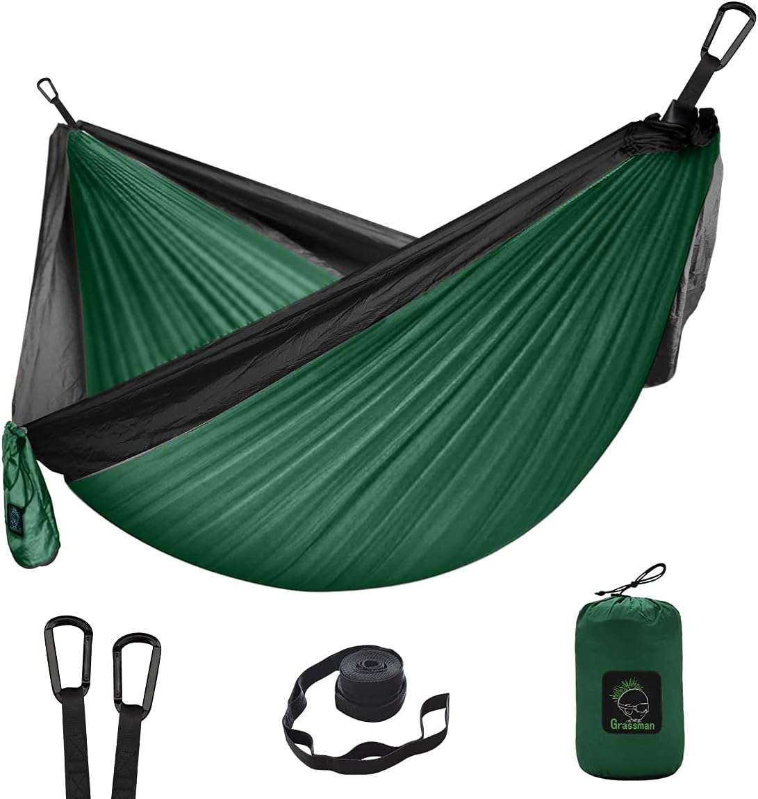 Grassman Camping Hammock Double & Single Portable Hammock with Tree Straps, Lightweight Nylon Parachute Hammocks Camping Accessories Gear for Indoor Outdoor Backpacking, Travel, Hiking, Beach Grassman Camping Hammock Double & Single Portable Hammock with Tree Straps, Lightweight Nylon Parachute Hammocks Camping Accessories Gear for Indoor Outdoor Backpacking, Travel, Hiking, Beach