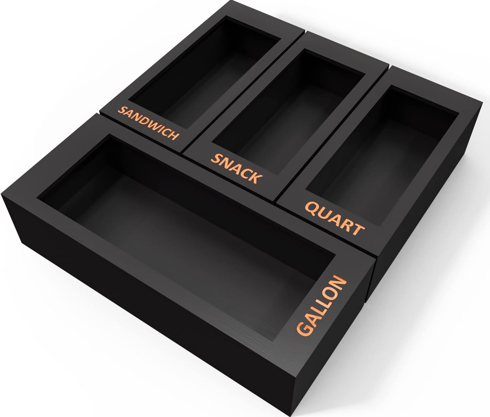 DALSHABET Bamboo Storage Bag Organizer for Kitchen Drawer, 4 Separate Food Storage Bag Organizer, 12×14 Baggie Organizer Dispenser for All Brands Gallon, Snack, Sandwich & Quart Slider Bags Black DALSHABET Bamboo Storage Bag Organizer for Kitchen Drawer, 4 Separate Food Storage Bag Organizer, 12×14 Baggie Organizer Dispenser for All Brands Gallon, Snack, Sandwich & Quart Slider Bags Black
