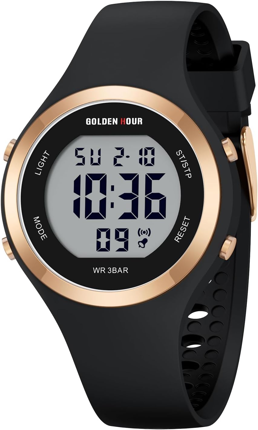 GOLDEN HOUR Waterproof Sport Women’s Digital Chronograph Silicone Strap Watch GOLDEN HOUR Waterproof Sport Women’s Digital Chronograph Silicone Strap Watch