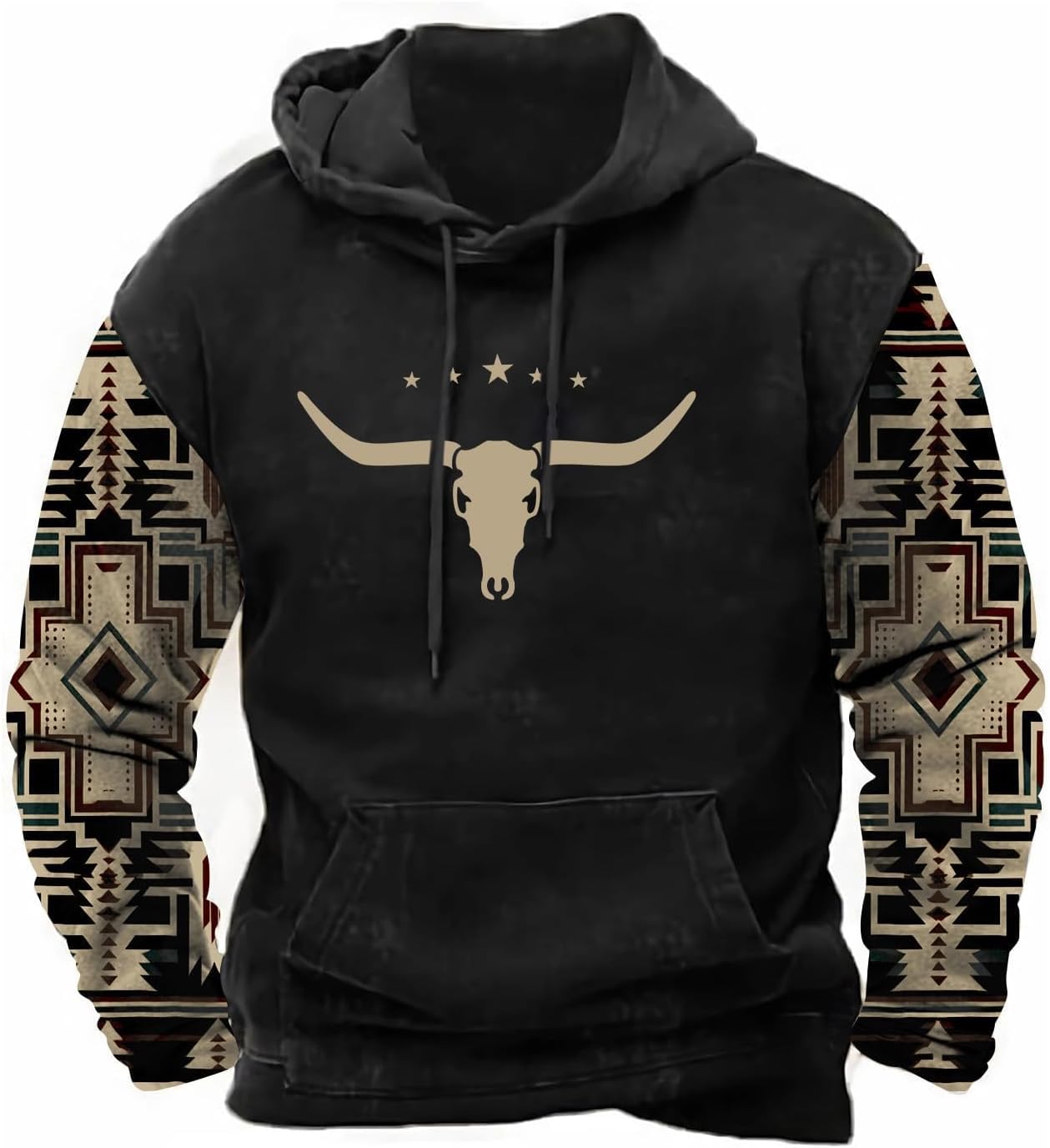 PORCLAY Mens Aztec Hoodie Western Cowboy Hooded Sweatshirt Country Graphic Print Oversized Pullover Shirts with Pocket PORCLAY Mens Aztec Hoodie Western Cowboy Hooded Sweatshirt Country Graphic Print Oversized Pullover Shirts with Pocket