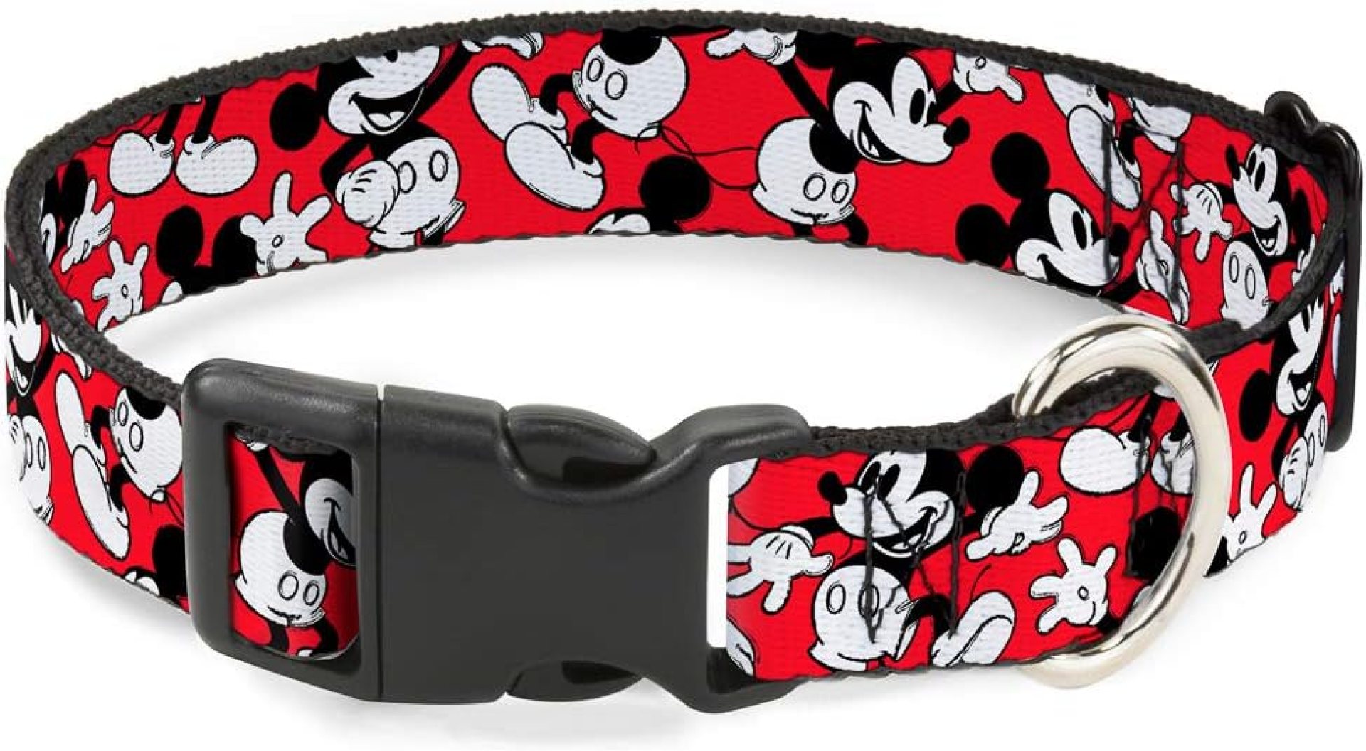 Buckle-Down Plastic Clip Collar – Mickey Mouse Poses Scattered Red/Black/White – 1.5″ Wide – Fits 18-32″ Neck – Large Buckle-Down Plastic Clip Collar – Mickey Mouse Poses Scattered Red/Black/White – 1.5″ Wide – Fits 18-32″ Neck – Large