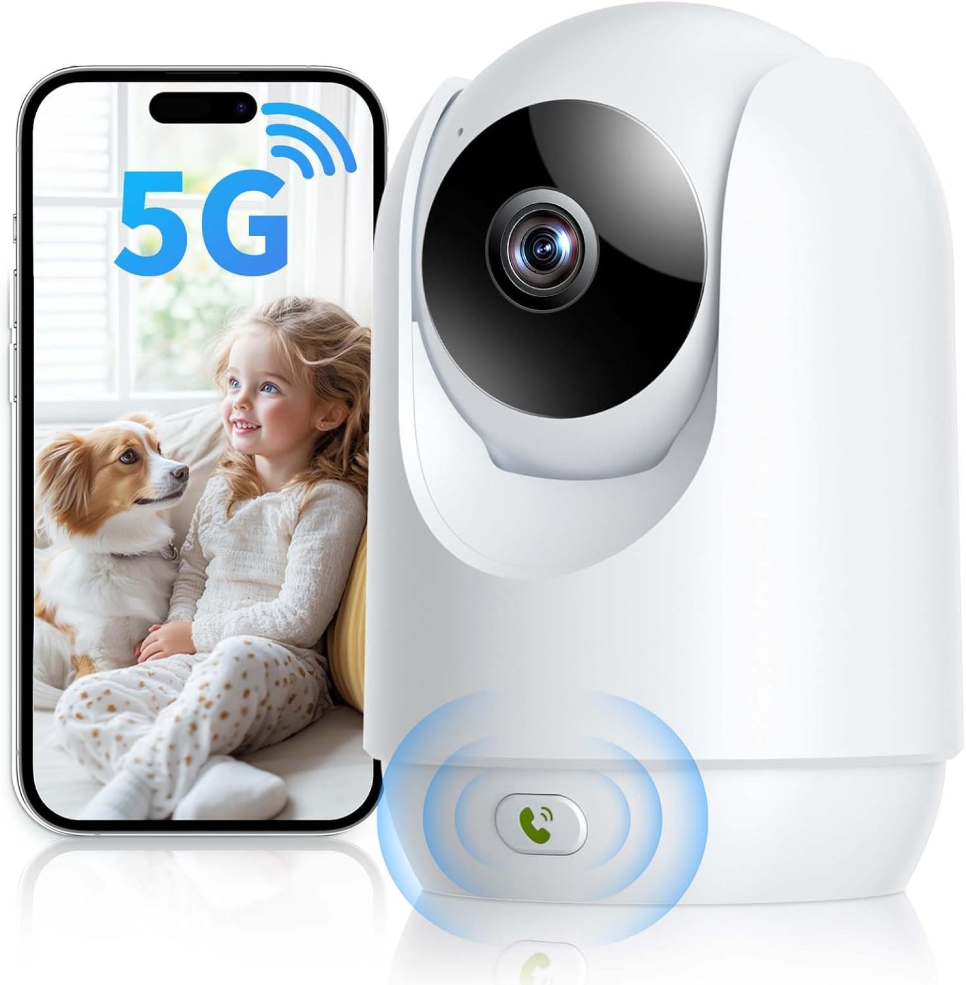 Security Camera Indoor, 5G WiFi Cameras for Home Security, Pet/Baby Camera with Phone App, Plug-in, One-Click Call, Motion Tracking, Patrol, Pan/Tilt, 2-Way Talk, Work w/Alexa and Google Assistant Security Camera Indoor, 5G WiFi Cameras for Home Security, Pet/Baby Camera with Phone App, Plug-in, One-Click Call, Motion Tracking, Patrol, Pan/Tilt, 2-Way Talk, Work w/Alexa and Google Assistant