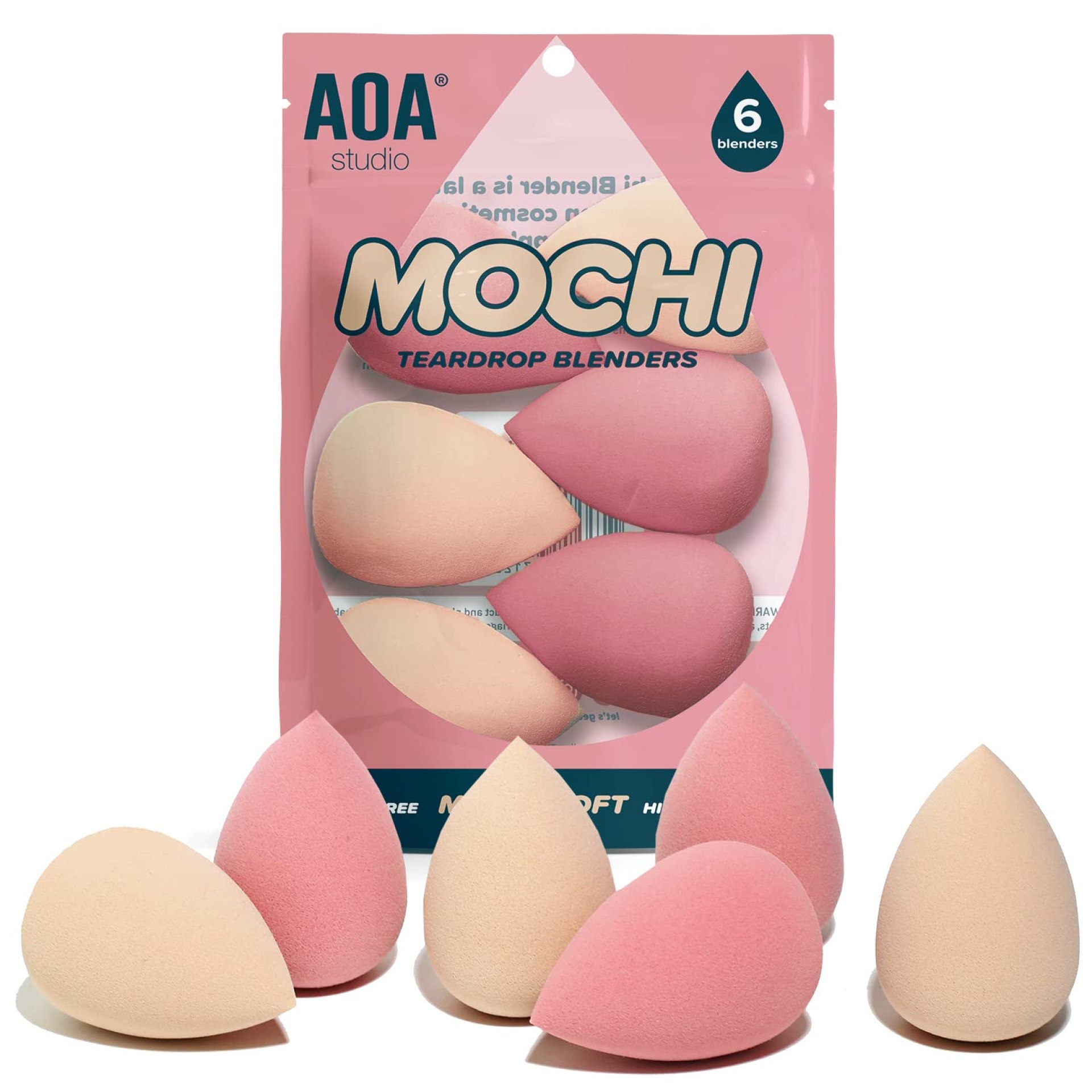 AOA Studio Collection Makeup Mochi Sponge Set Makeup Blender Latex Free and High-definition Set of 6 Makeup Blender For Powder Cream and Liquid Wonder Blender Beauty Cosmetic (6 Count) AOA Studio Collection Makeup Mochi Sponge Set Makeup Blender Latex Free and High-definition Set of 6 Makeup Blender For Powder Cream and Liquid Wonder Blender Beauty Cosmetic (6 Count)