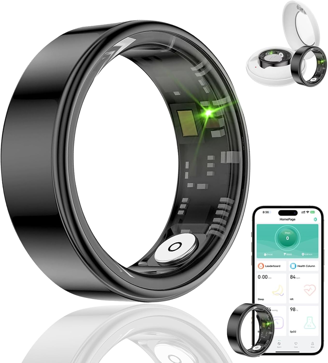 Smart Ring Health Tracker, Fitness Sleep & Heart Rate Monitor Tracker Smart Ring, Waterproof Bluetooth Fitness Tracker Ring IPX68 Waterproof (Black, 12) Smart Ring Health Tracker, Fitness Sleep & Heart Rate Monitor Tracker Smart Ring, Waterproof Bluetooth Fitness Tracker Ring IPX68 Waterproof (Black, 12)
