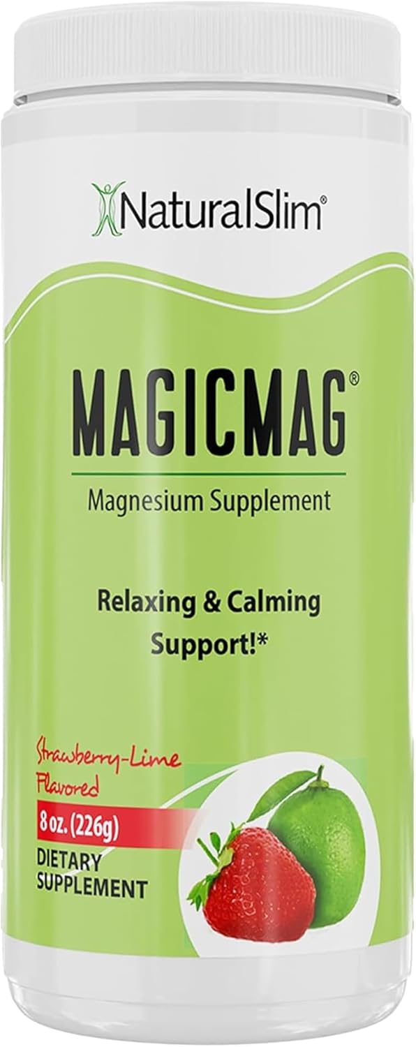 NaturalSlim Magicmag Pure Magnesium Citrate Powder – Stress, Constipation, Muscle, Heart Health, and Sleep Support | Natural Strawberry & Lime Flavored Magnesium Supplement – 8oz Drink Mix (Solo) NaturalSlim Magicmag Pure Magnesium Citrate Powder – Stress, Constipation, Muscle, Heart Health, and Sleep Support | Natural Strawberry & Lime Flavored Magnesium Supplement – 8oz Drink Mix (Solo)
