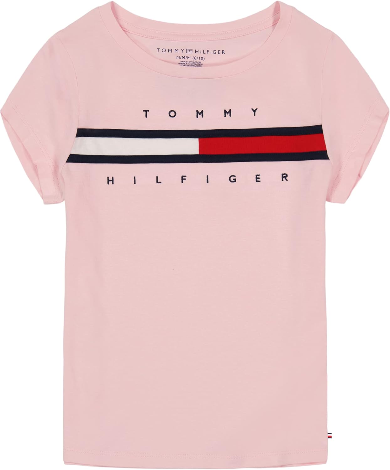 Tommy Hilfiger Girl’s Short Sleeve T-shirt With Flag Logo, Cotton Blend Tee With Tagless Interior Tommy Hilfiger Girl’s Short Sleeve T-shirt With Flag Logo, Cotton Blend Tee With Tagless Interior