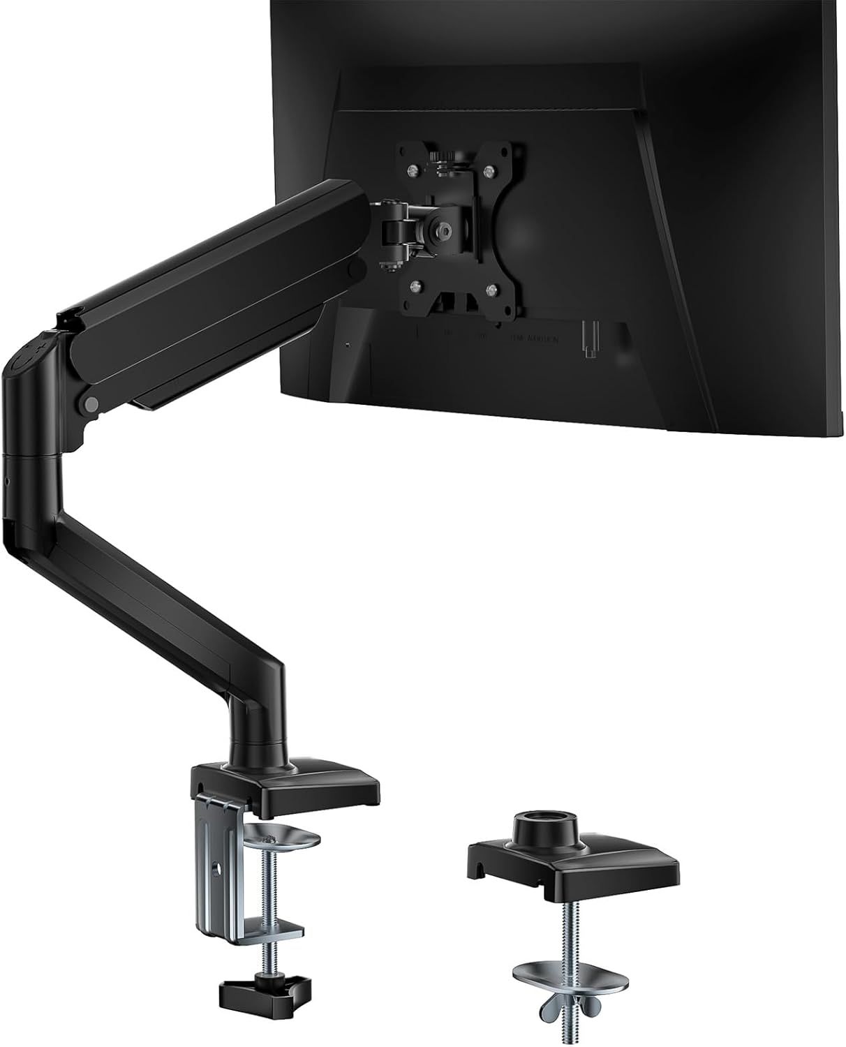 WALI Single Monitor Mount, Gas Spring Monitor Arm for 17-34 inch Screens, Adjustable Computer Monitors Stand up to 26.4lbs, with Clamp and Grommet Base, Mounting Holes 75 and 100mm (GSMP001N), Black WALI Single Monitor Mount, Gas Spring Monitor Arm for 17-34 inch Screens, Adjustable Computer Monitors Stand up to 26.4lbs, with Clamp and Grommet Base, Mounting Holes 75 and 100mm (GSMP001N), Black