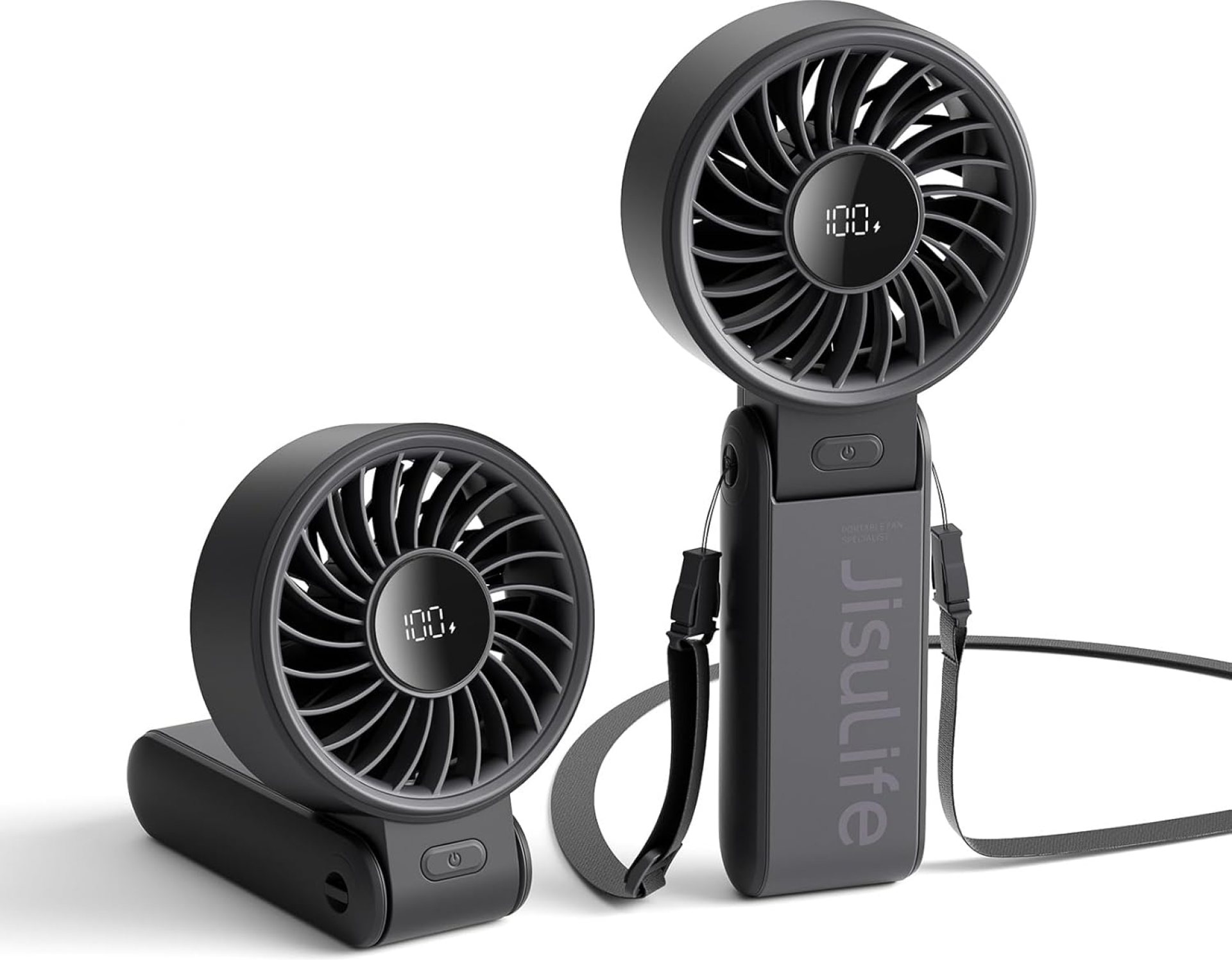 JISULIFE Handheld Fan Life7 – Ultimate Flexibility: High-Power Motor, LED Display, 19.5 Hrs Cooling, 5000mAh Rechargeable, 5-Speed, Foldable Design, 3-IN-1 Portable Fan for Travel Cruise Beach(Black) JISULIFE Handheld Fan Life7 – Ultimate Flexibility: High-Power Motor, LED Display, 19.5 Hrs Cooling, 5000mAh Rechargeable, 5-Speed, Foldable Design, 3-IN-1 Portable Fan for Travel Cruise Beach(Black)