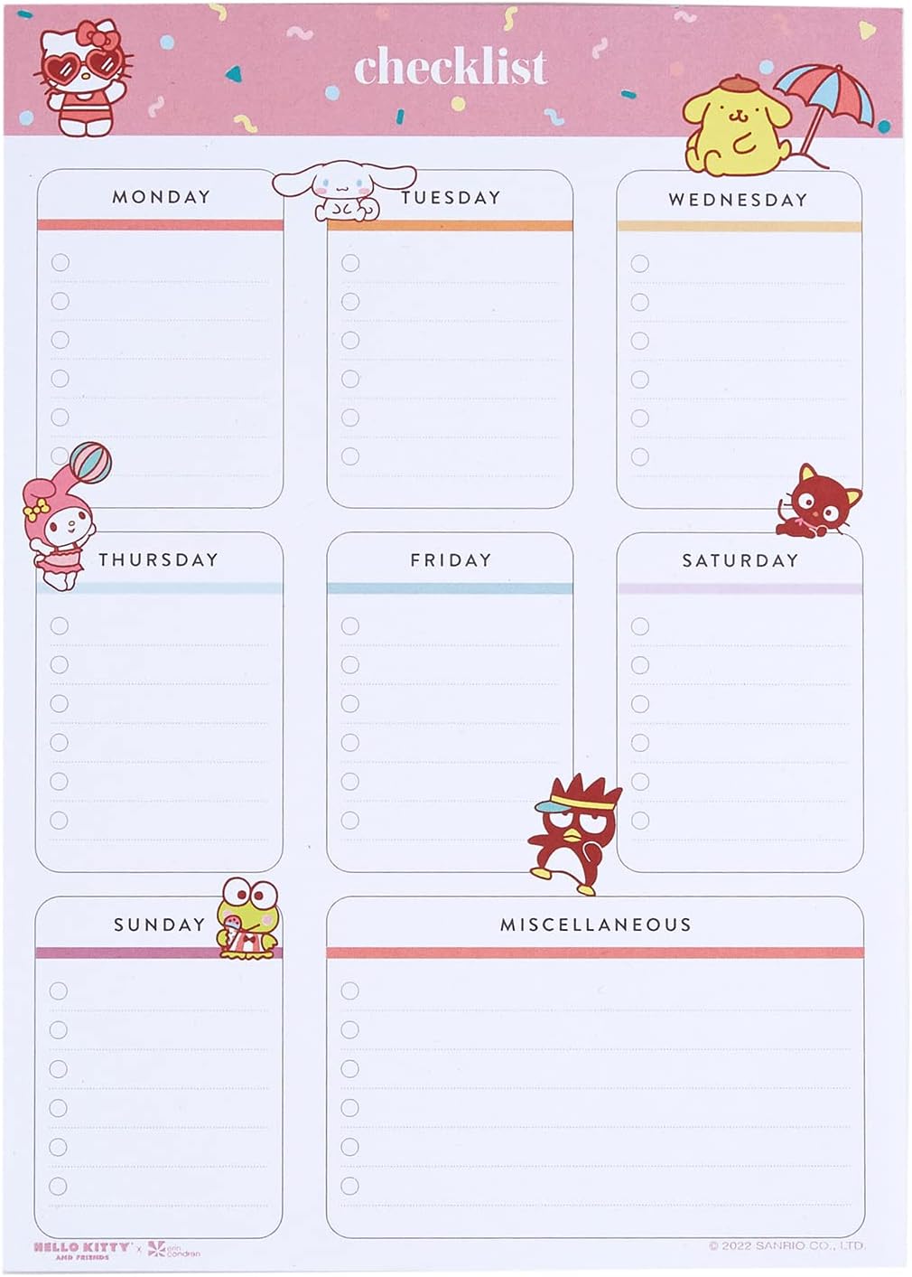 Erin Condren Hello Kitty Checklist Notepad – Stay On Top of Daily, Weekly and Assorted Tasks. Achieve Your Goals. Paper Is 80 lb. Text Weight. 1 Notepad, 25 Pages by Hello Kitty x Erin Condren. Erin Condren Hello Kitty Checklist Notepad – Stay On Top of Daily, Weekly and Assorted Tasks. Achieve Your Goals. Paper Is 80 lb. Text Weight. 1 Notepad, 25 Pages by Hello Kitty x Erin Condren.