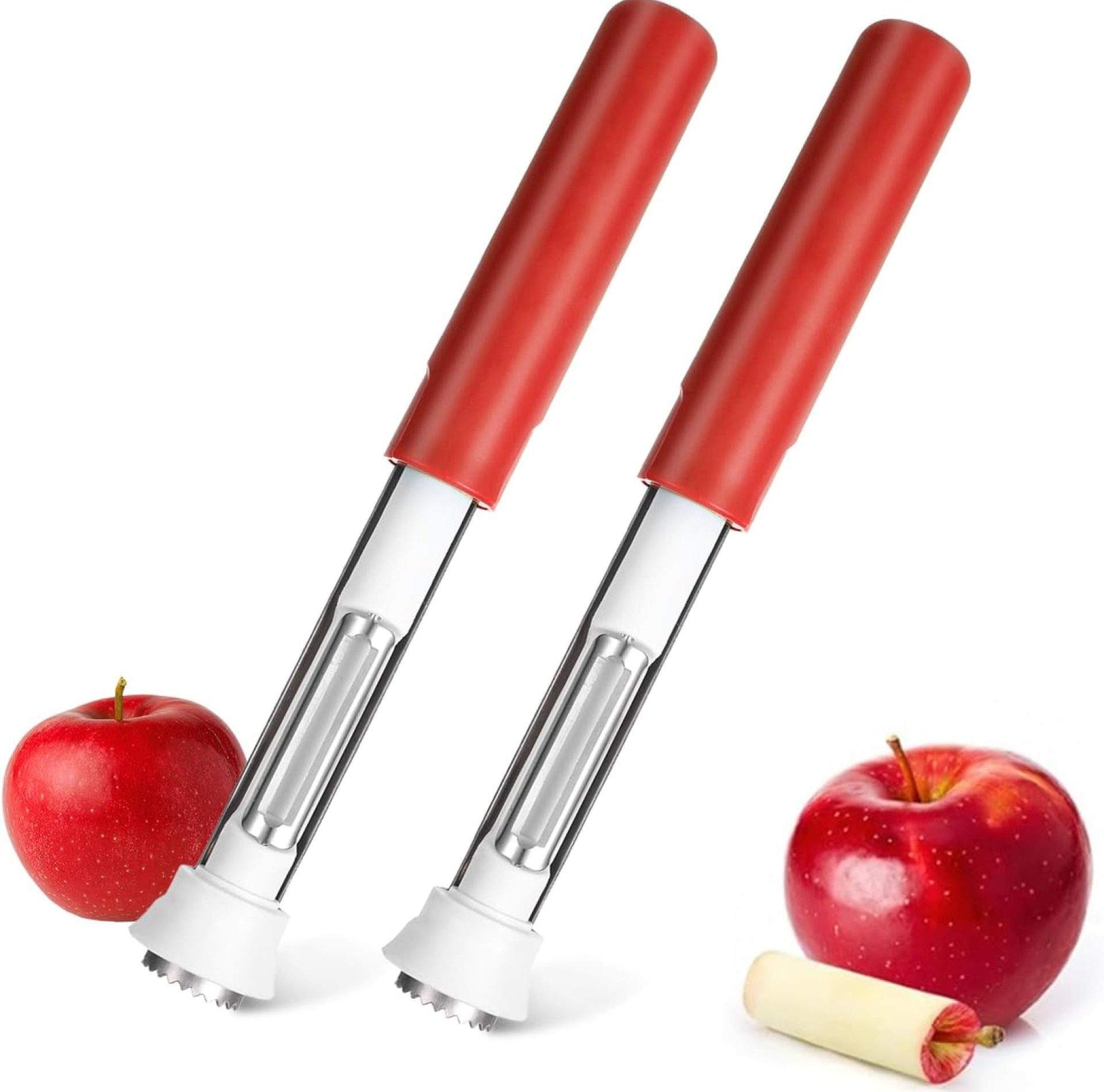 2 Pcs 2 in 1 Apple Corer and Peeler,Apple Core Removal Tool,Stainless Steel Peeler Slicer Corer Tool for Cored Apples Pear Fruit Seed Remover for Home Kitchen Tools(Red) 2 Pcs 2 in 1 Apple Corer and Peeler,Apple Core Removal Tool,Stainless Steel Peeler Slicer Corer Tool for Cored Apples Pear Fruit Seed Remover for Home Kitchen Tools(Red)