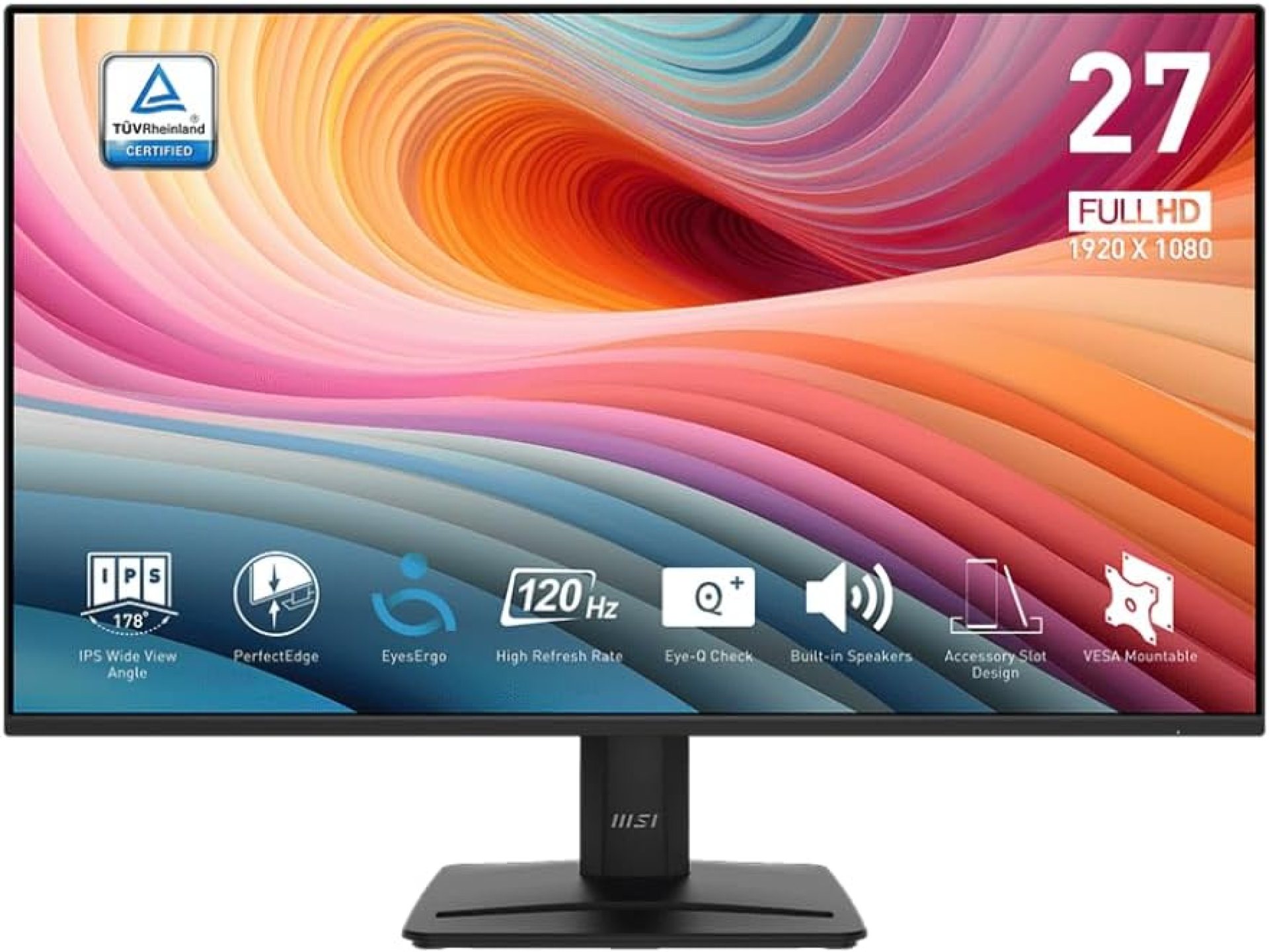 MSI PRO MP275 E2 27-inch IPS 1920 x 1080 (FHD) Gaming Office Monitor, 120Hz, Free-Synch, HDMI, DisplayPort, VGA Port, VESA Mountable, Tilt, Speaker, 4-Side Slim Bezel 1ms, Black MSI PRO MP275 E2 27-inch IPS 1920 x 1080 (FHD) Gaming Office Monitor, 120Hz, Free-Synch, HDMI, DisplayPort, VGA Port, VESA Mountable, Tilt, Speaker, 4-Side Slim Bezel 1ms, Black