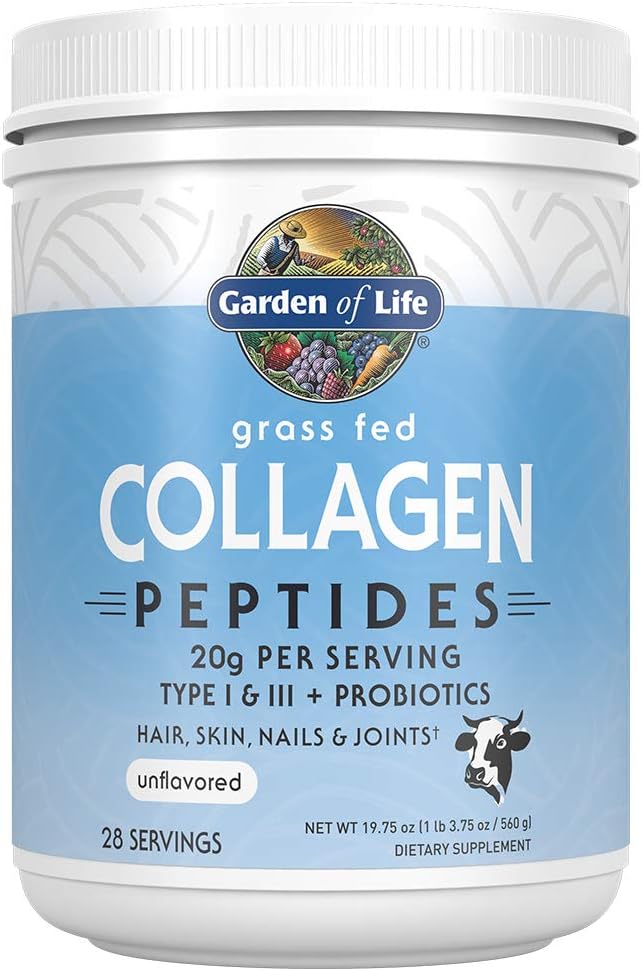 Garden of Life Grass Fed Collagen Peptides Powder Unflavored Collagen Powder for Women Men Hair Skin Nails Joints, Hydrolyzed Collagen Protein Supplements, Collagen for Women & Men, 28 Servings Garden of Life Grass Fed Collagen Peptides Powder Unflavored Collagen Powder for Women Men Hair Skin Nails Joints, Hydrolyzed Collagen Protein Supplements, Collagen for Women & Men, 28 Servings