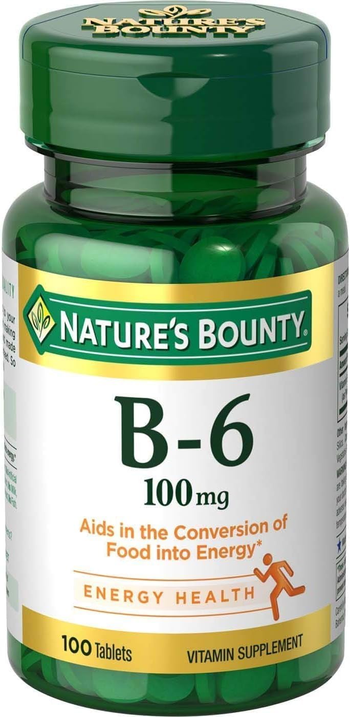 Nature’s Bounty Vitamin B6 Supplement, Supports Metabolism and Nervous System Health, 100mg, 100 Tablets, 3 Pack Nature’s Bounty Vitamin B6 Supplement, Supports Metabolism and Nervous System Health, 100mg, 100 Tablets, 3 Pack
