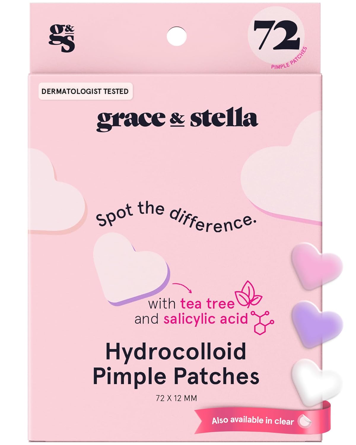 grace & stella Pimple Patches for Face- Heart Hydrocolloid Zit Stickers that Help Soothe & Conceal Breakouts – Colorful Covers for Acne Prone Skin – Dermatologist-Tested, Vegan (Heart, 72 Count) grace & stella Pimple Patches for Face- Heart Hydrocolloid Zit Stickers that Help Soothe & Conceal Breakouts – Colorful Covers for Acne Prone Skin – Dermatologist-Tested, Vegan (Heart, 72 Count)