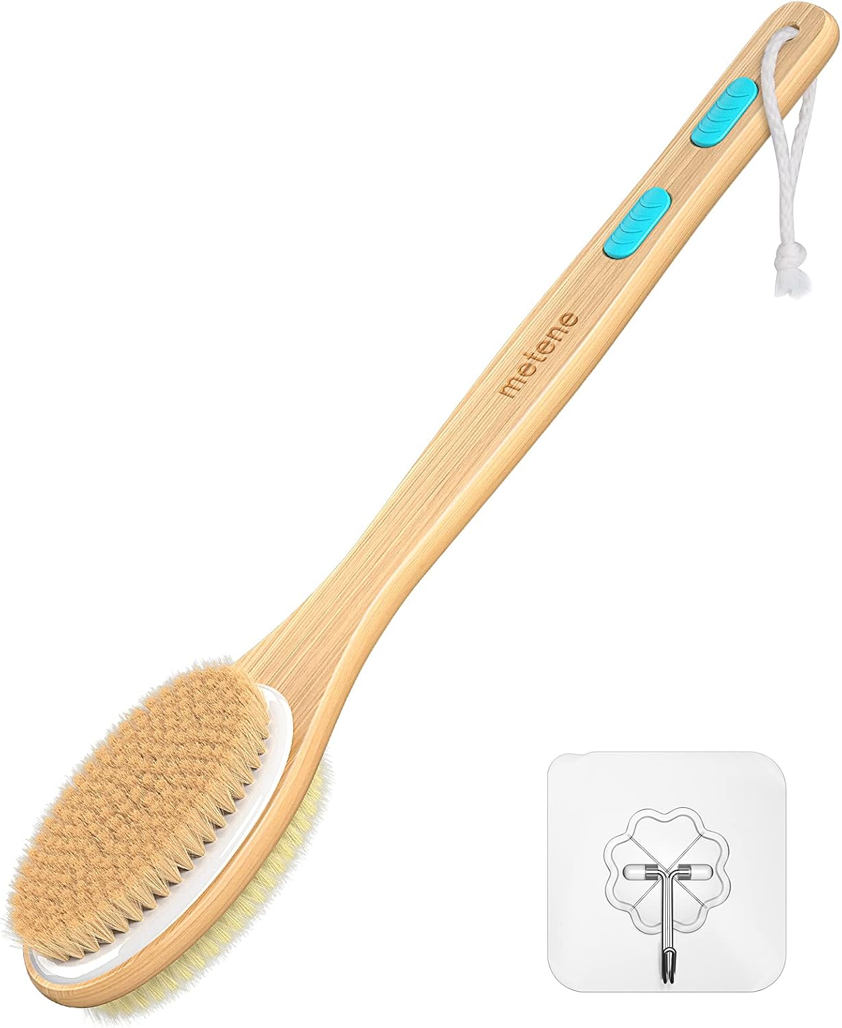 Metene Shower Brush with Soft and Stiff Bristles, Bath Dual-Sided Long Handle Back Scrubber Body Exfoliator for Wet or Dry Brushing Metene Shower Brush with Soft and Stiff Bristles, Bath Dual-Sided Long Handle Back Scrubber Body Exfoliator for Wet or Dry Brushing