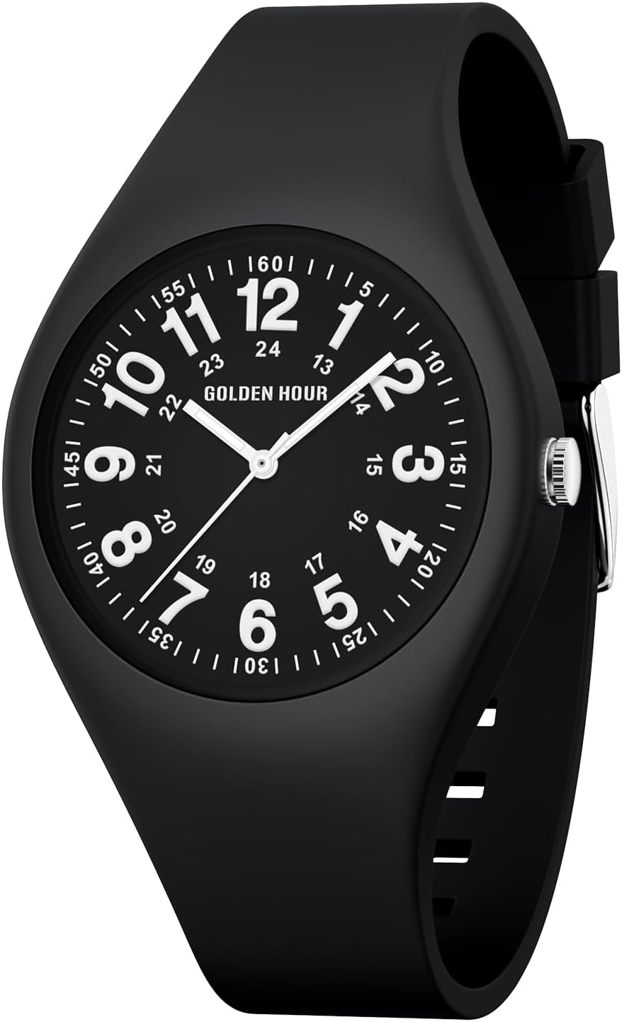 GOLDEN HOUR Waterproof Sports Analog Unisex Watches for Nurse Medical Professionals, Students – Military Time Glowing Easy to Read Dial, Jelly Silicone Strap GOLDEN HOUR Waterproof Sports Analog Unisex Watches for Nurse Medical Professionals, Students – Military Time Glowing Easy to Read Dial, Jelly Silicone Strap
