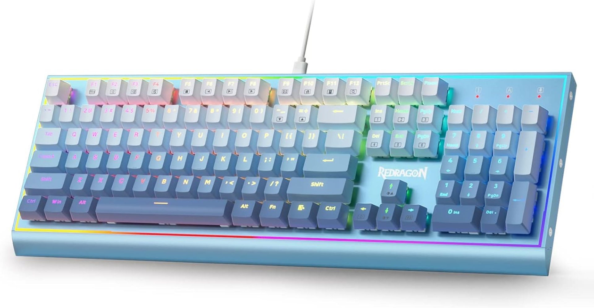 Redragon K654 RGB Gaming Keyboard, 104 Keys Wired Mechanical Keyboard w/Weighted Aluminum Frame, 3.5mm Sound Absorbing Foams, Upgraded Hot-swappable Socket, Mixed Color Keycaps, Bluemade Redragon K654 RGB Gaming Keyboard, 104 Keys Wired Mechanical Keyboard w/Weighted Aluminum Frame, 3.5mm Sound Absorbing Foams, Upgraded Hot-swappable Socket, Mixed Color Keycaps, Bluemade