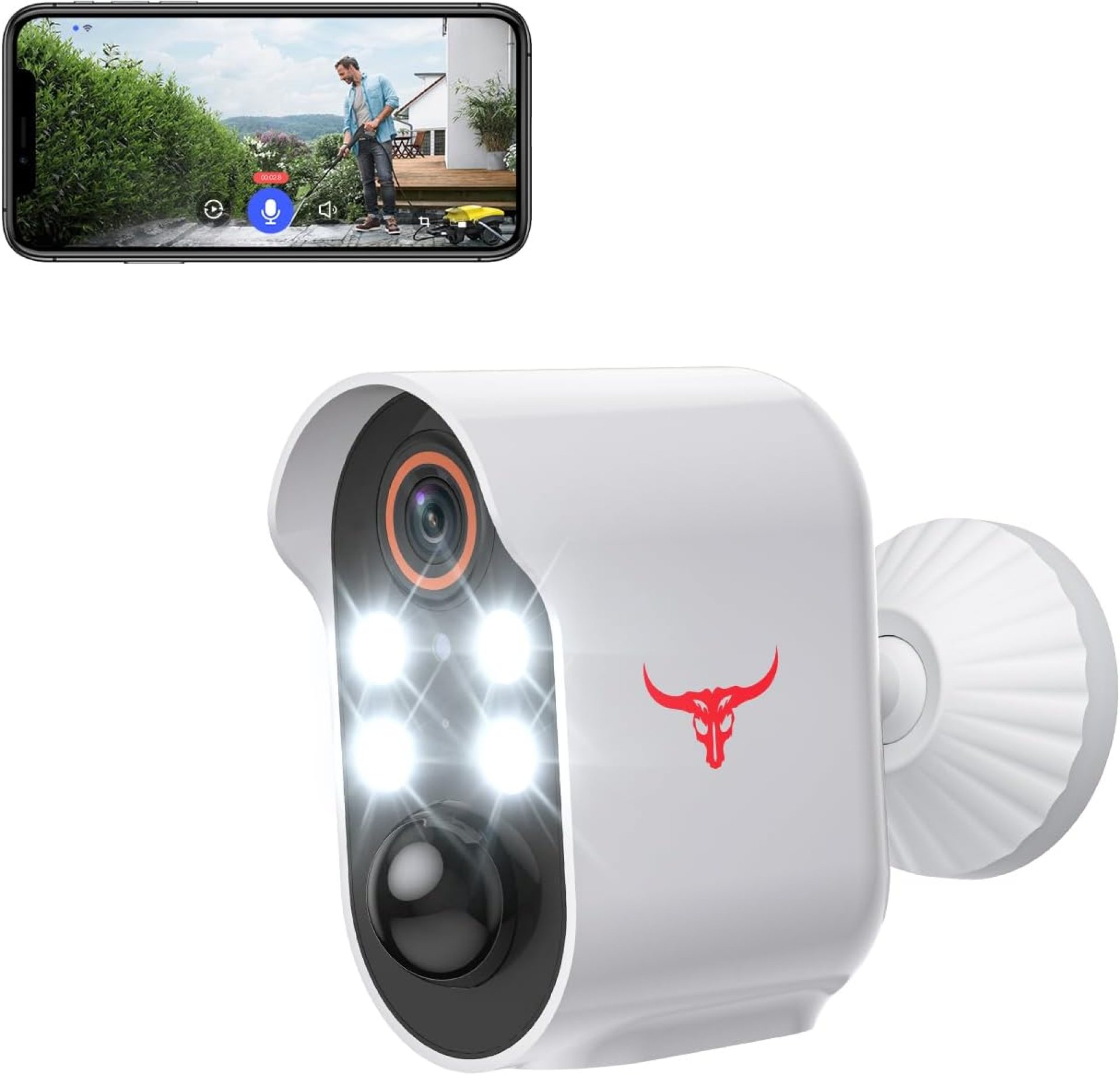 1080P Wireless Security Camera with Spotlights, AI Human Detection, Color Night Vision, 2-way Talk, FHD Live view, Cloud Storage, 2.4G WiFi, Battery powered, Indoor/Outdoor surveillance (4 Spotlights) 1080P Wireless Security Camera with Spotlights, AI Human Detection, Color Night Vision, 2-way Talk, FHD Live view, Cloud Storage, 2.4G WiFi, Battery powered, Indoor/Outdoor surveillance (4 Spotlights)