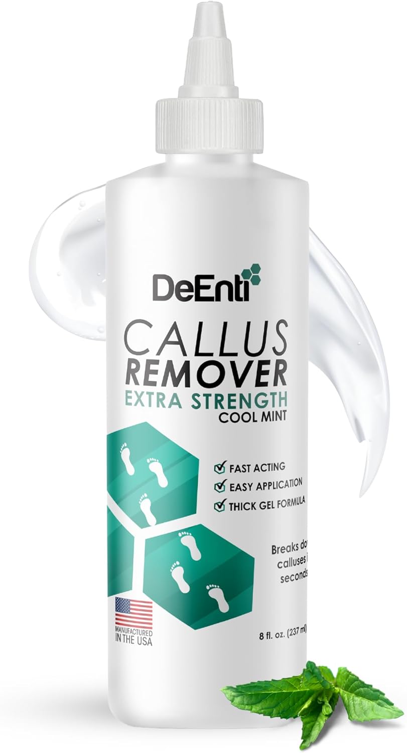 DeEnti Callus Remover for Feet, Extra Strength Foot Callus Remover Gel, 8oz Salon Grade Home Pedicure Supplies for Dry Skin, Cracked Heel, Professional Strength Foot Care, Cool Mint DeEnti Callus Remover for Feet, Extra Strength Foot Callus Remover Gel, 8oz Salon Grade Home Pedicure Supplies for Dry Skin, Cracked Heel, Professional Strength Foot Care, Cool Mint