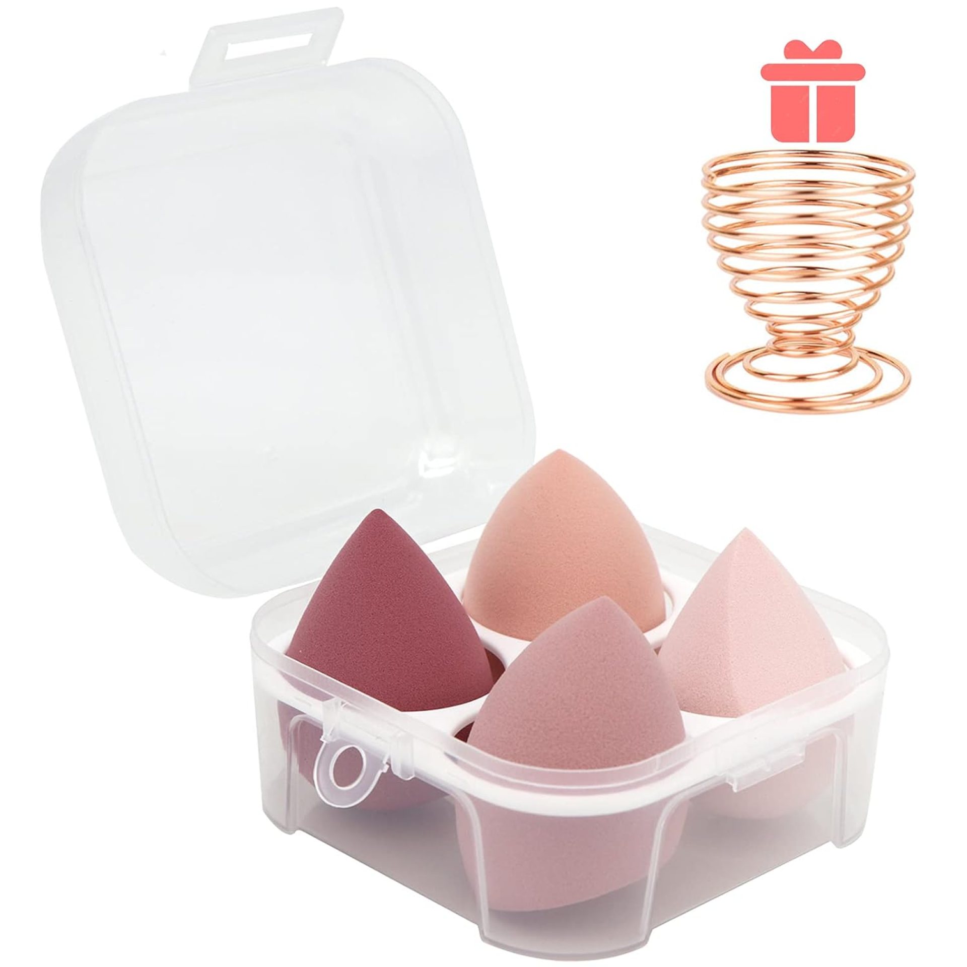 5 Pcs Makeup Sponges Set – 4 Beauty sponges Blending Blenders with 1 Holder and Egg Case, Flawless for Cream, Powder and Liquid (Pink) 5 Pcs Makeup Sponges Set – 4 Beauty sponges Blending Blenders with 1 Holder and Egg Case, Flawless for Cream, Powder and Liquid (Pink)