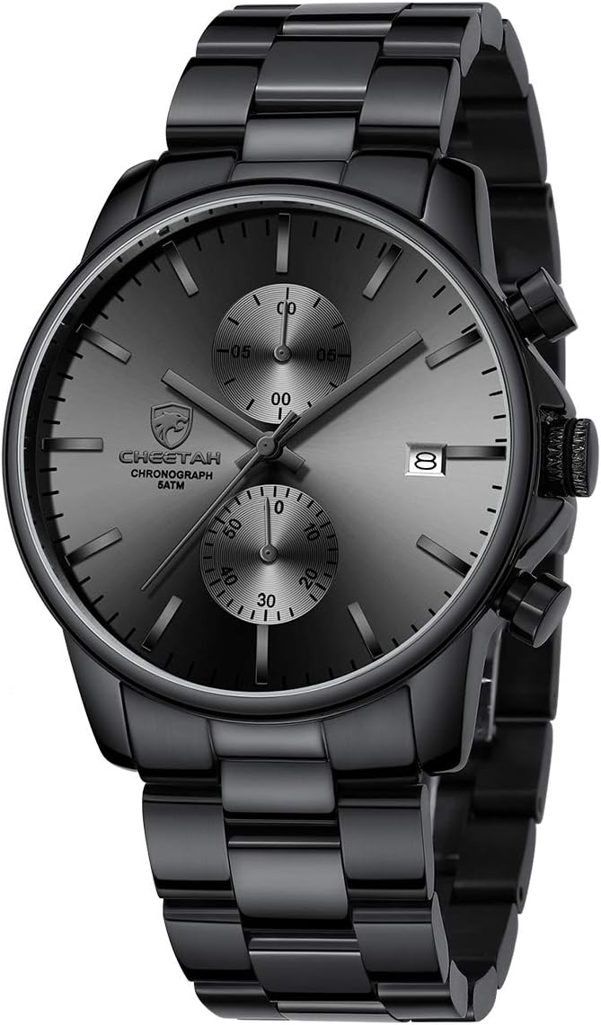 GOLDEN HOUR Fashion Business Mens Watches with Stainless Steel Waterproof Chronograph Quartz Watch for Men, Auto Date GOLDEN HOUR Fashion Business Mens Watches with Stainless Steel Waterproof Chronograph Quartz Watch for Men, Auto Date