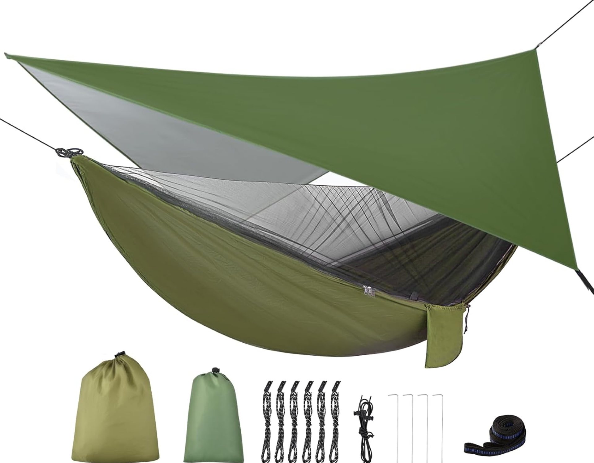 Camping Hammock with Rain Fly Tarp and Mosquito Net Portable Single Double Hammock Tent with Tree Strap Backpacking Hammock with Rain Cover for Hiking Travel Yard Activities Green Camping Hammock with Rain Fly Tarp and Mosquito Net Portable Single Double Hammock Tent with Tree Strap Backpacking Hammock with Rain Cover for Hiking Travel Yard Activities Green