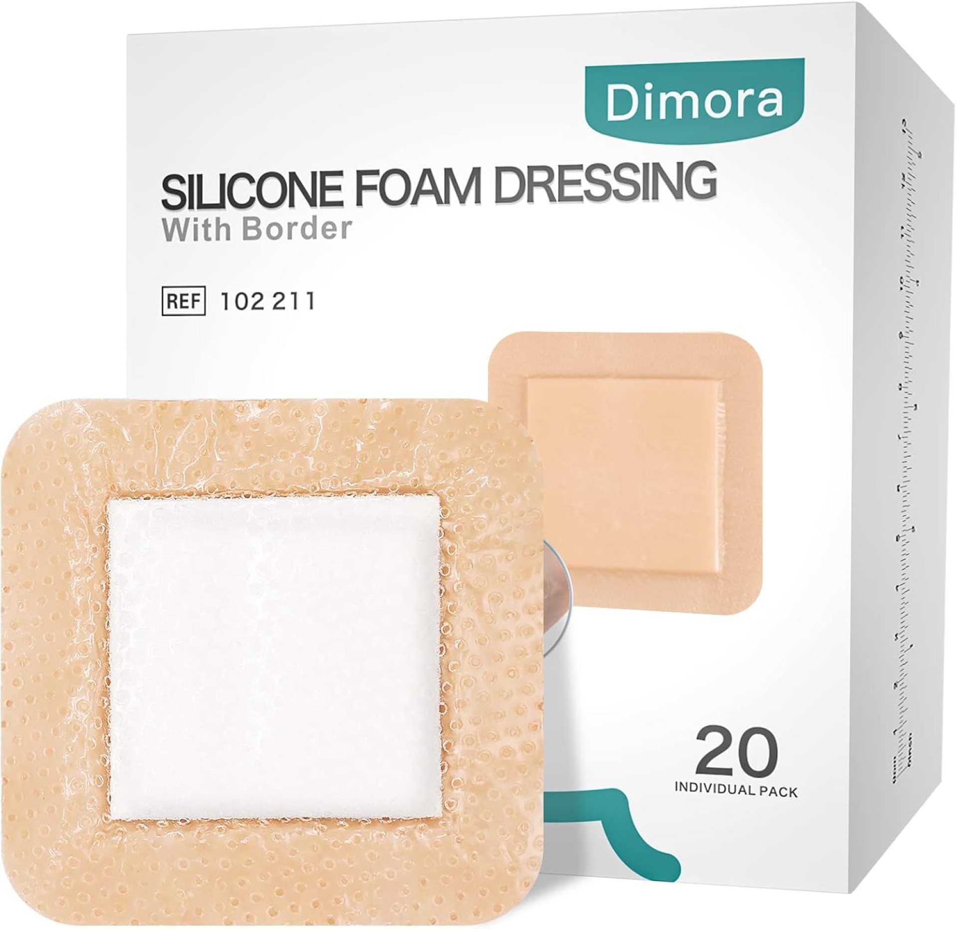 Dimora Silicone Foam Dressing with Border 20 Pack Adhesive 4″x4″ Waterproof Wound Dressing Bandage for Wound Care Dimora Silicone Foam Dressing with Border 20 Pack Adhesive 4″x4″ Waterproof Wound Dressing Bandage for Wound Care