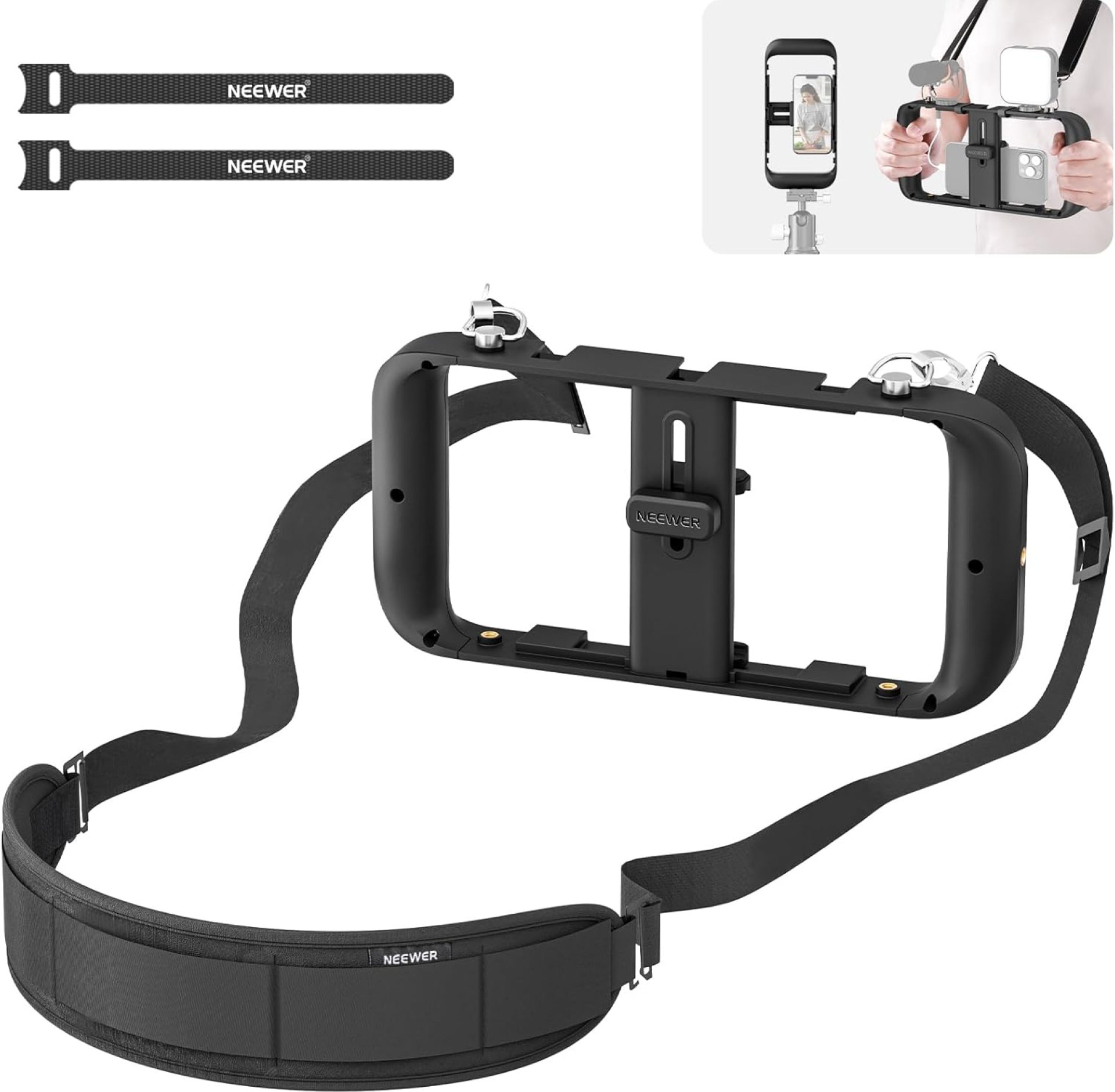 NEEWER PA025 Smartphone Video Rig with Mobile Phone Cord for Hanging, Phone Cage Phone Stabiliser Vlogging Cage with Accessory Shoe Tripod Mount for TikTok/YouTube, Compatible with iPhone Samsung NEEWER PA025 Smartphone Video Rig with Mobile Phone Cord for Hanging, Phone Cage Phone Stabiliser Vlogging Cage with Accessory Shoe Tripod Mount for TikTok/YouTube, Compatible with iPhone Samsung