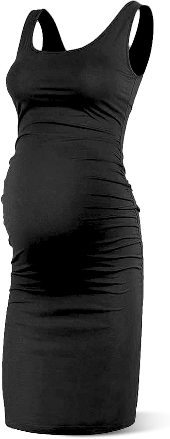 Rnxrbb S-2XL Women Summer Sleeveless Maternity Dress Pregnancy Tank Scoop Neck Mama Clothes Casual Bodycon Clothing Rnxrbb S-2XL Women Summer Sleeveless Maternity Dress Pregnancy Tank Scoop Neck Mama Clothes Casual Bodycon Clothing