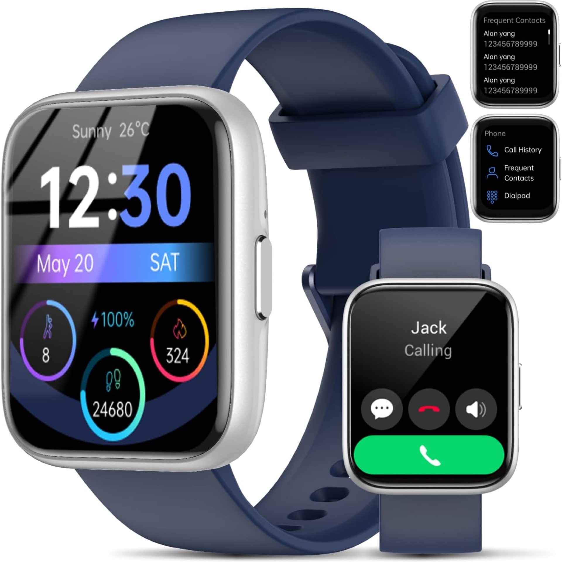 Smart Watch for Men Women – Answer/Make Calls/Quick Reply/AI Voice Assistant, 1.83″ for Android iPhone Samsung Compatible IP68 Smartwatch Blood Oxygen Heart Rate Fitness Tracker (Silver+Blue, 1.83″) Smart Watch for Men Women – Answer/Make Calls/Quick Reply/AI Voice Assistant, 1.83″ for Android iPhone Samsung Compatible IP68 Smartwatch Blood Oxygen Heart Rate Fitness Tracker (Silver+Blue, 1.83″)