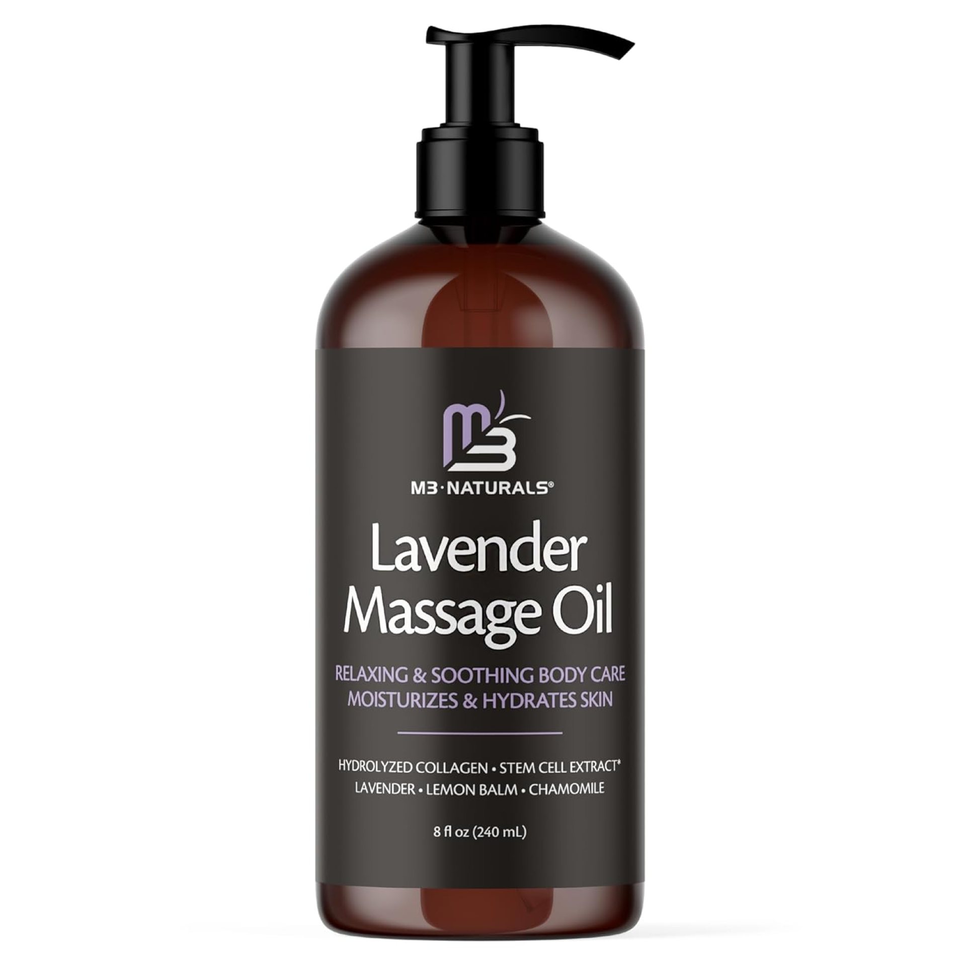 Lavender Massage Oil with Collagen and Stem Cells, Skin Tightening Therapy for Bum, Thighs, and Belly, Fast-Absorbing Cellulite Oil by M3 Naturals Lavender Massage Oil with Collagen and Stem Cells, Skin Tightening Therapy for Bum, Thighs, and Belly, Fast-Absorbing Cellulite Oil by M3 Naturals