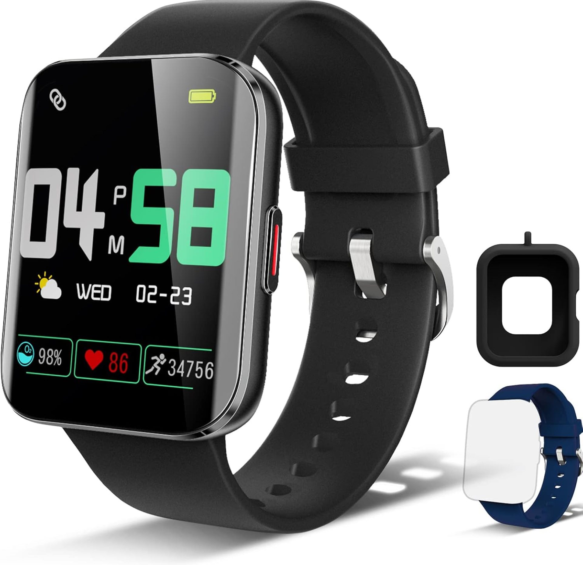 Smart Watch for Android Phones, Smart Watch for Men Women, 1.69″ Curved Screen Smartwatch Waterproof Fitness Tracker Fitness Watches (Black/Blue) Smart Watch for Android Phones, Smart Watch for Men Women, 1.69″ Curved Screen Smartwatch Waterproof Fitness Tracker Fitness Watches (Black/Blue)