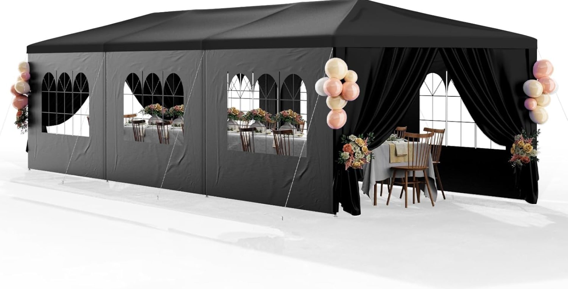 10×30 Black Outdoor Party Tent with 8 Removable Sidewalls Outdoor Tents for Parties Gazebo Canopy Tent Event Tent for Wedding, Birthday, Garden Parties and Backyard Patio BBQ Camping 10×30 Black Outdoor Party Tent with 8 Removable Sidewalls Outdoor Tents for Parties Gazebo Canopy Tent Event Tent for Wedding, Birthday, Garden Parties and Backyard Patio BBQ Camping