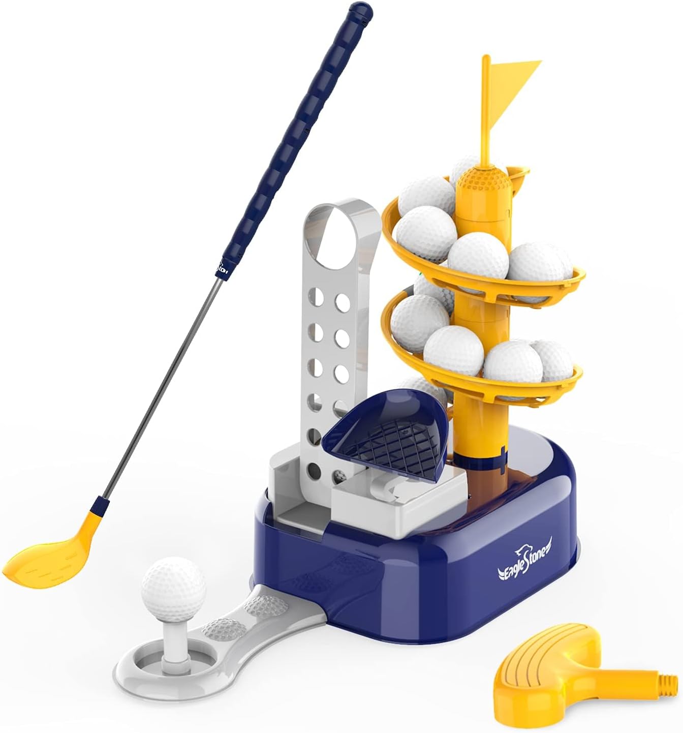 EagleStone Toddler Golf Set with Foot Pedal Launcher, Kids Golf Toy for Ages 3-8, Includes Adjustable Golf Club, 15 Balls & Golf Cart, Indoor&Outdoor Sports Gift for Boys and Girls EagleStone Toddler Golf Set with Foot Pedal Launcher, Kids Golf Toy for Ages 3-8, Includes Adjustable Golf Club, 15 Balls & Golf Cart, Indoor&Outdoor Sports Gift for Boys and Girls